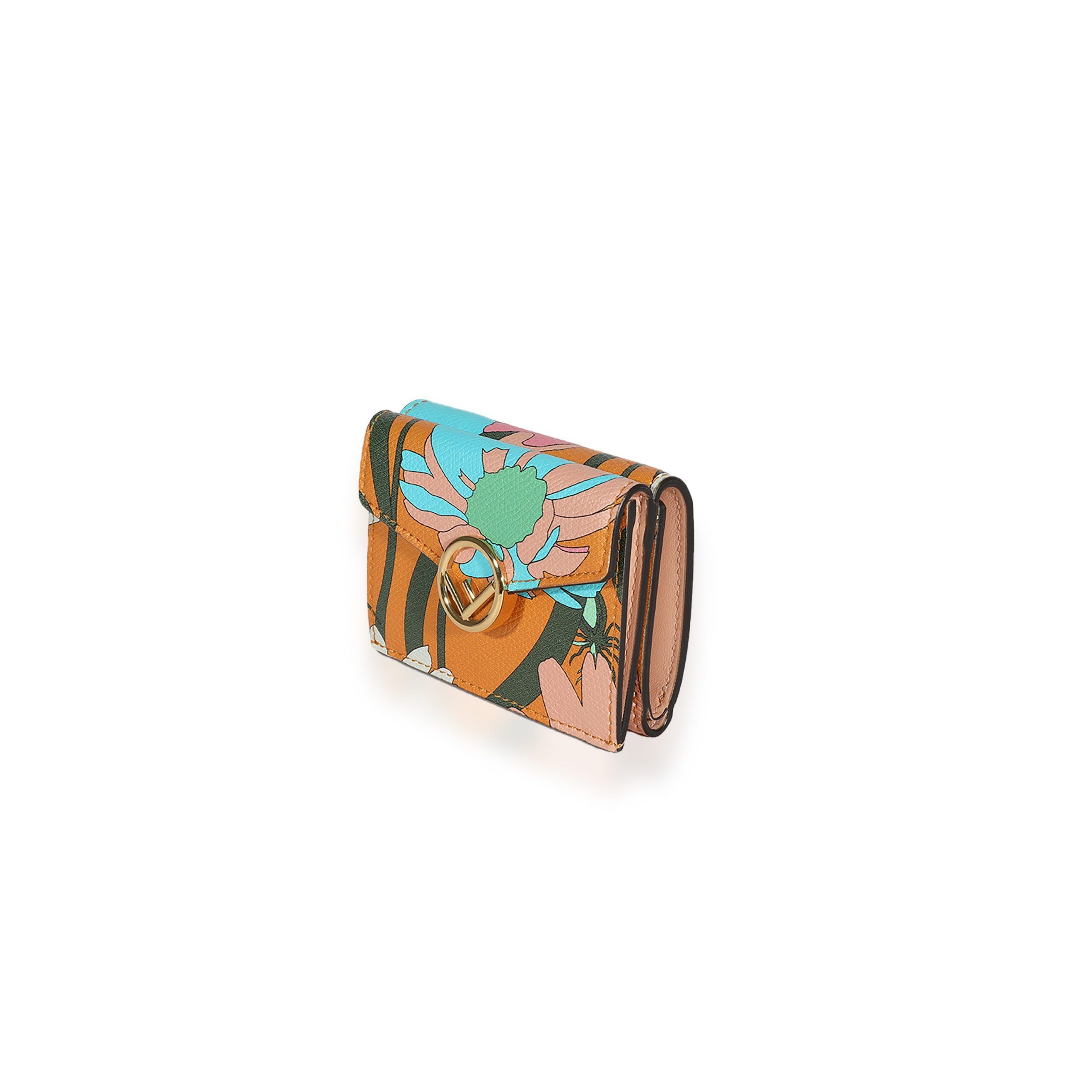 Fendi Multicolor Floral Printed Leather Micro Trifold Wallet