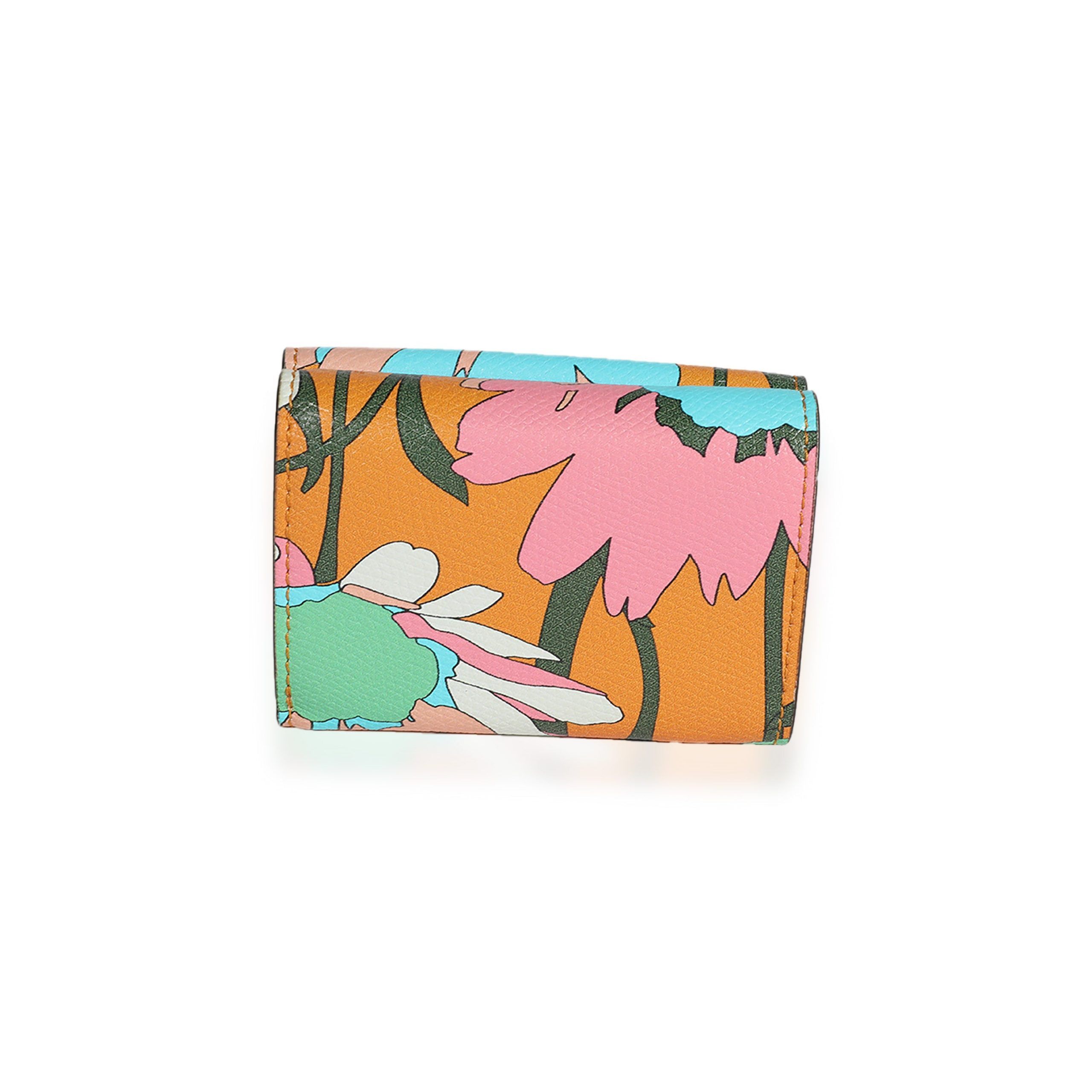 Fendi Multicolor Floral Printed Leather Micro Trifold Wallet