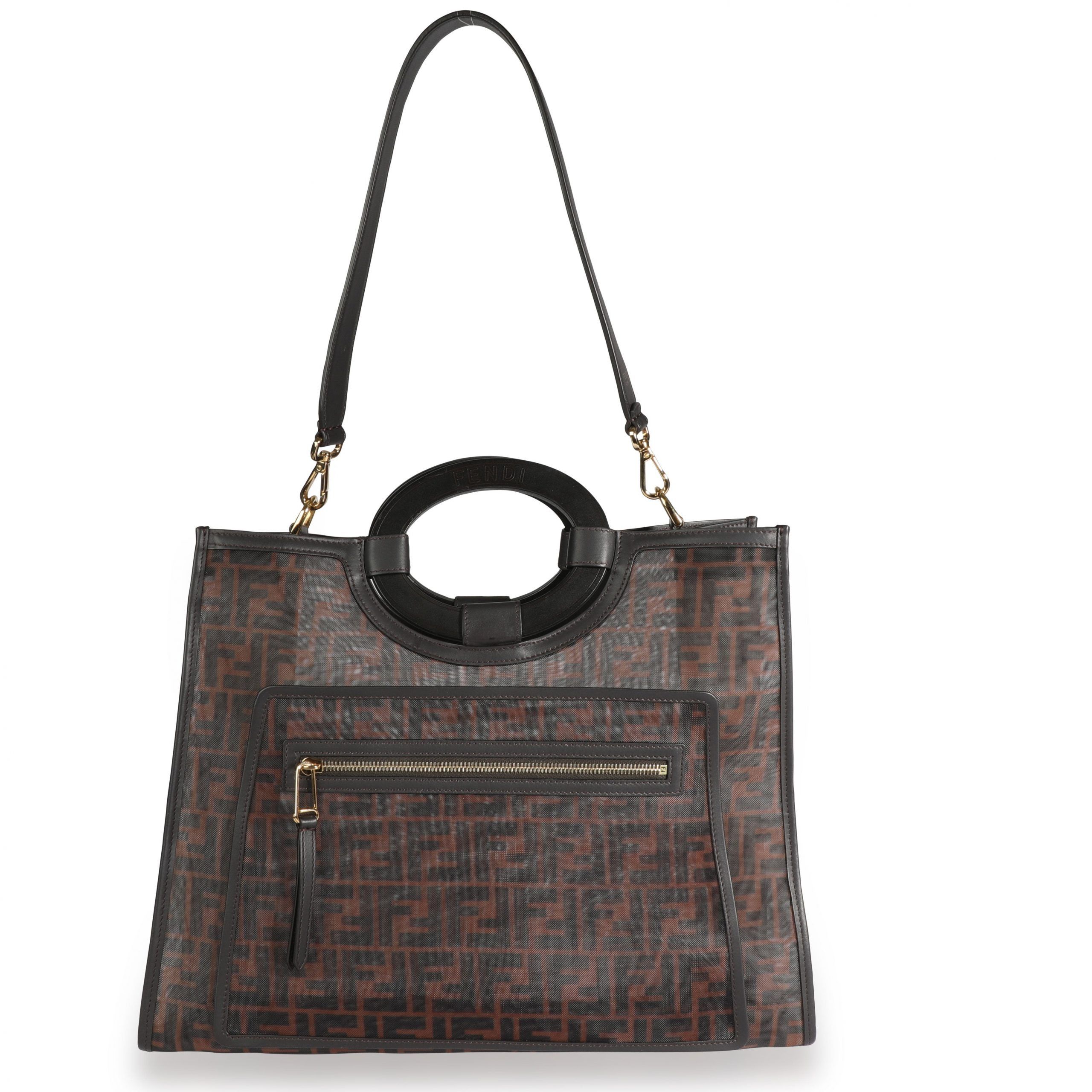 Fendi Brown Zucca Mesh Medium Runaway Tote