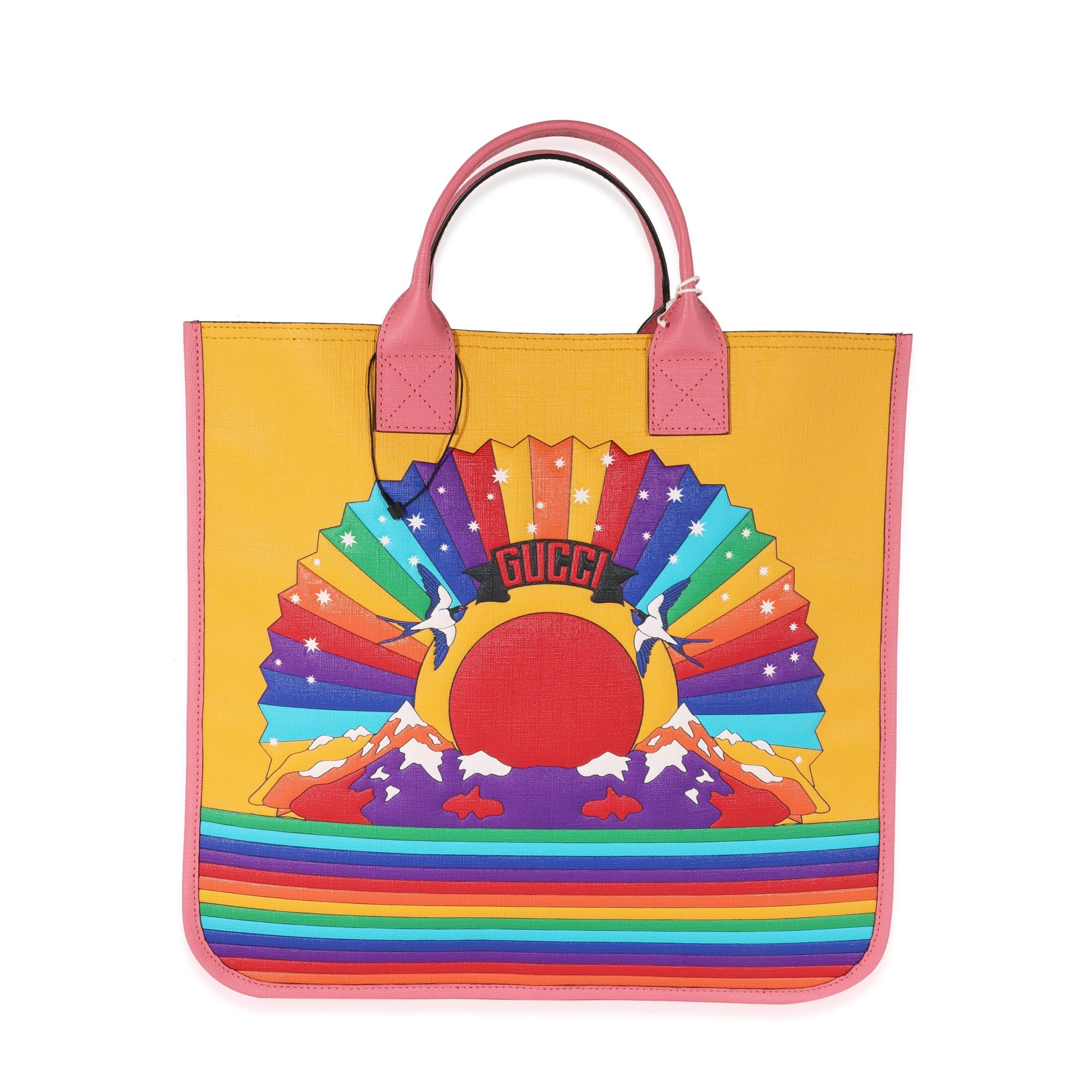 Gucci Multicolor Coated Canvas Rainbow Loved Tote