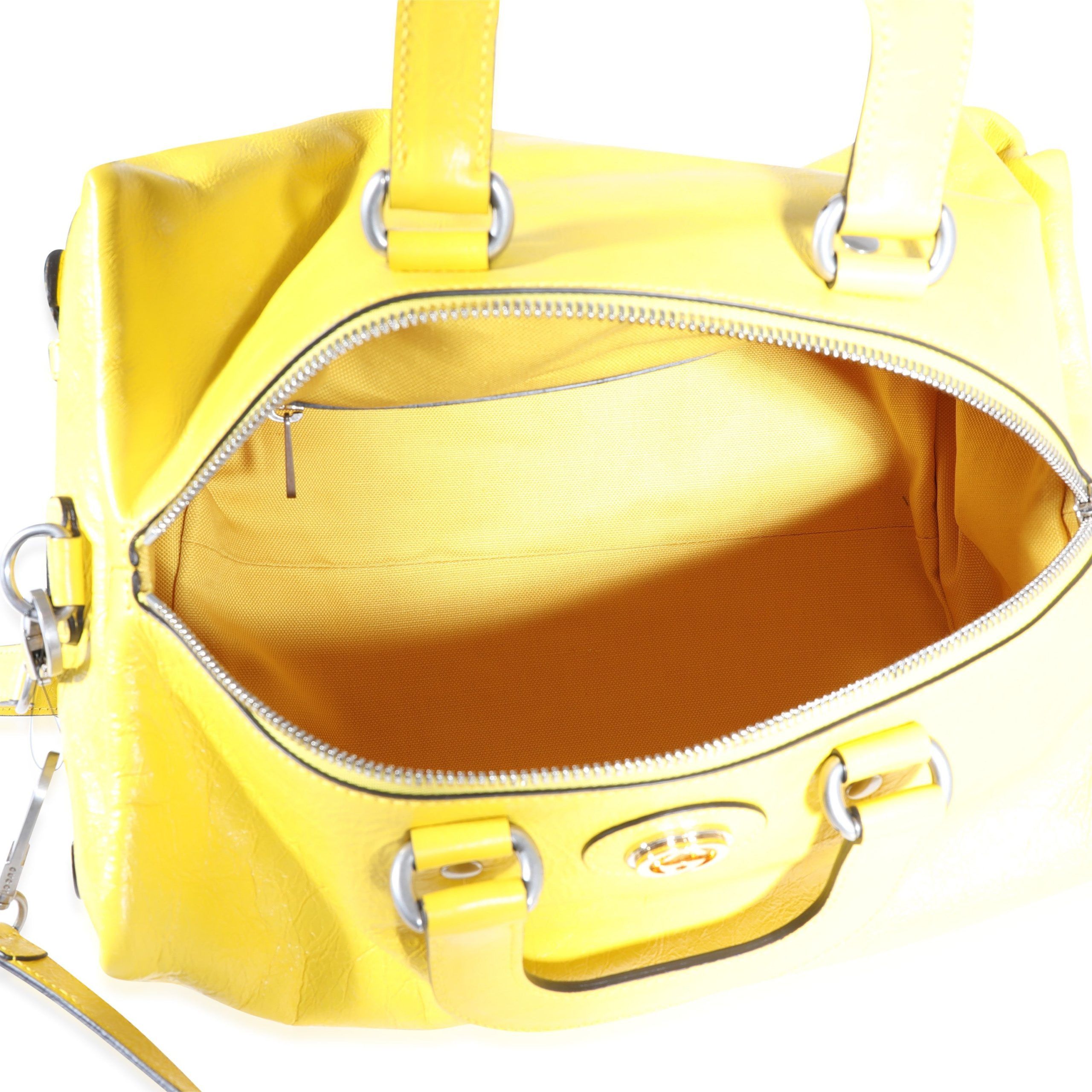 Gucci Yellow Soft Crinkled Leather Convertible Backpack Satchel