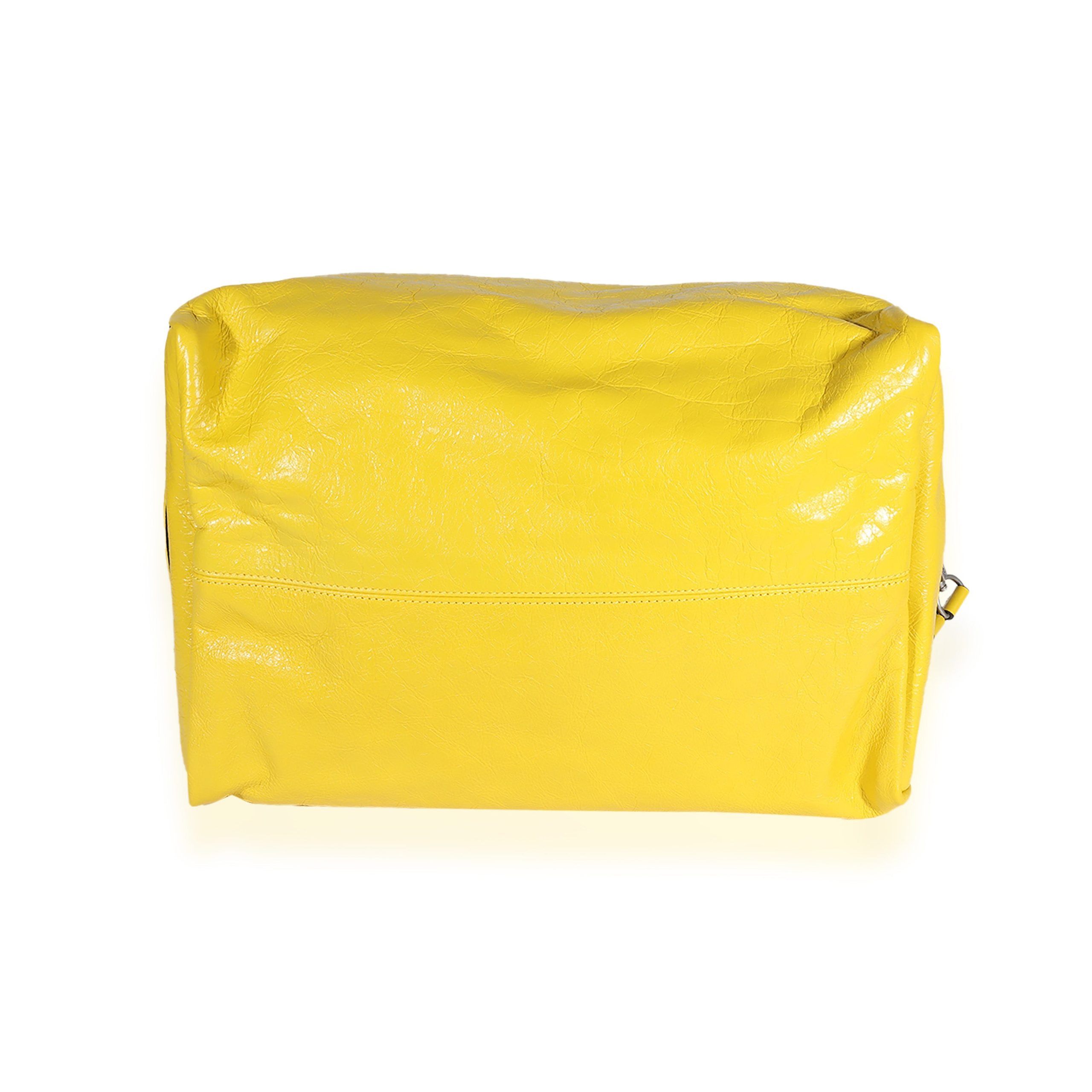 Gucci Yellow Soft Crinkled Leather Convertible Backpack Satchel