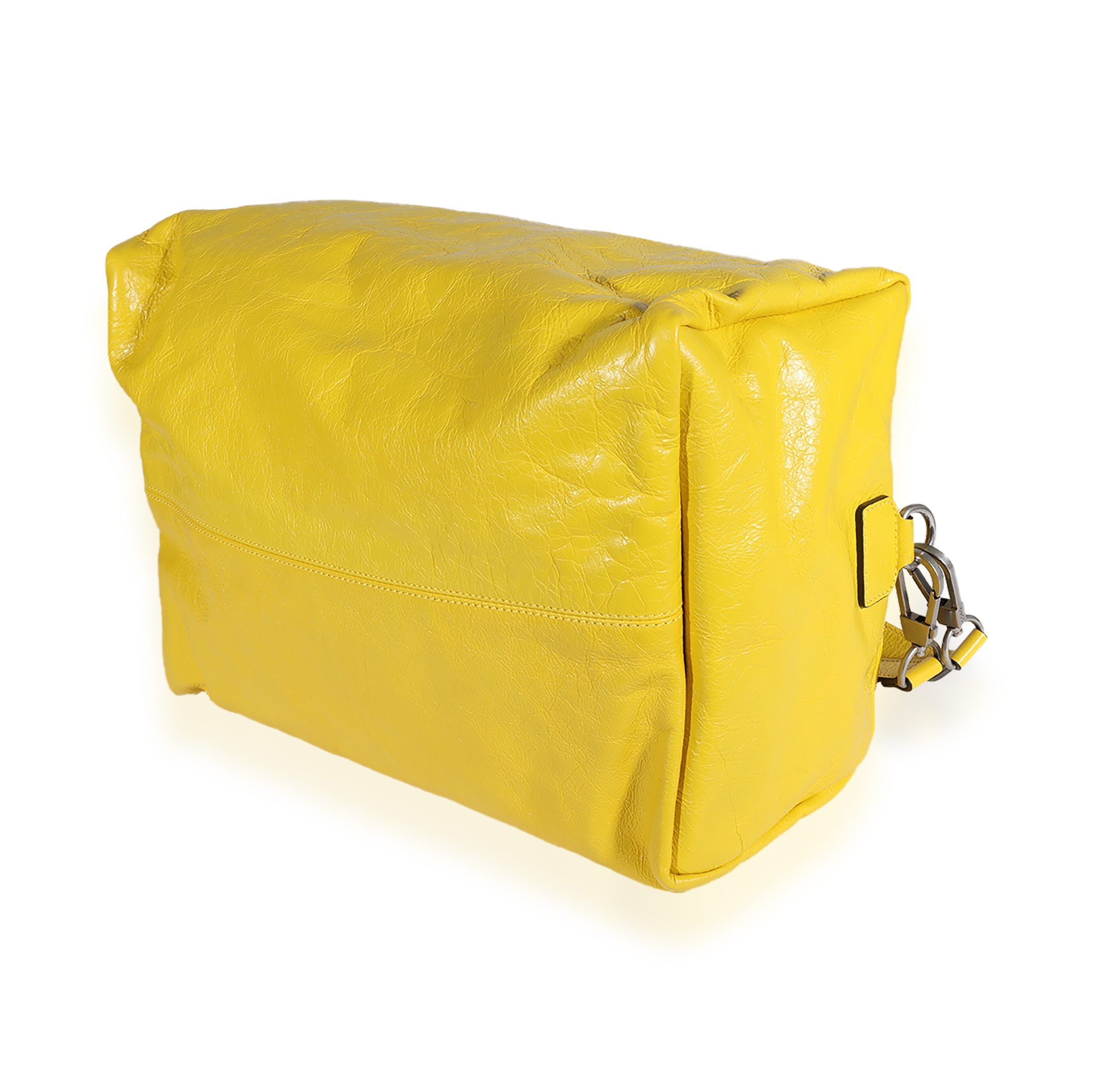 Gucci Yellow Soft Crinkled Leather Convertible Backpack Satchel