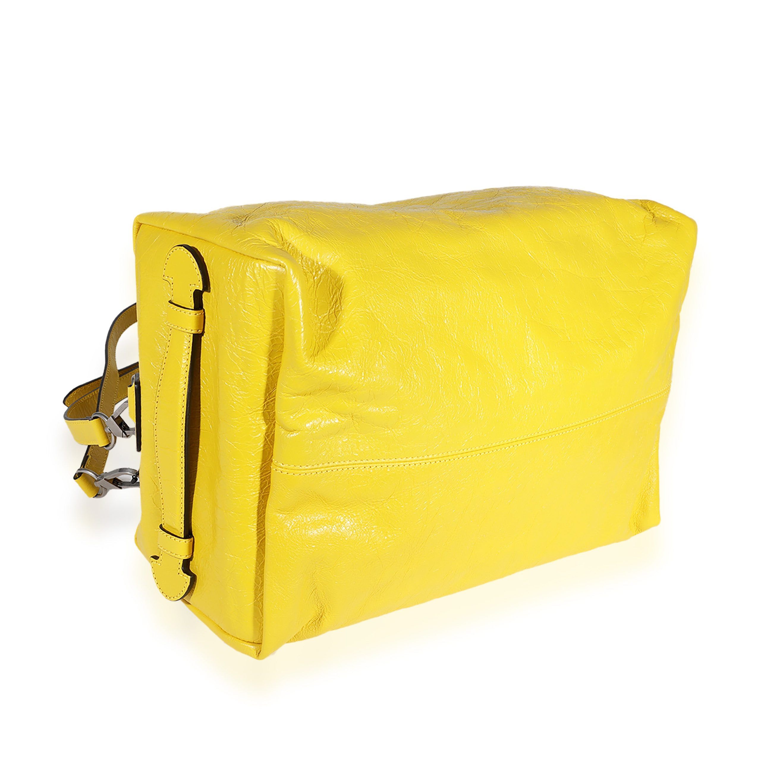 Gucci Yellow Soft Crinkled Leather Convertible Backpack Satchel