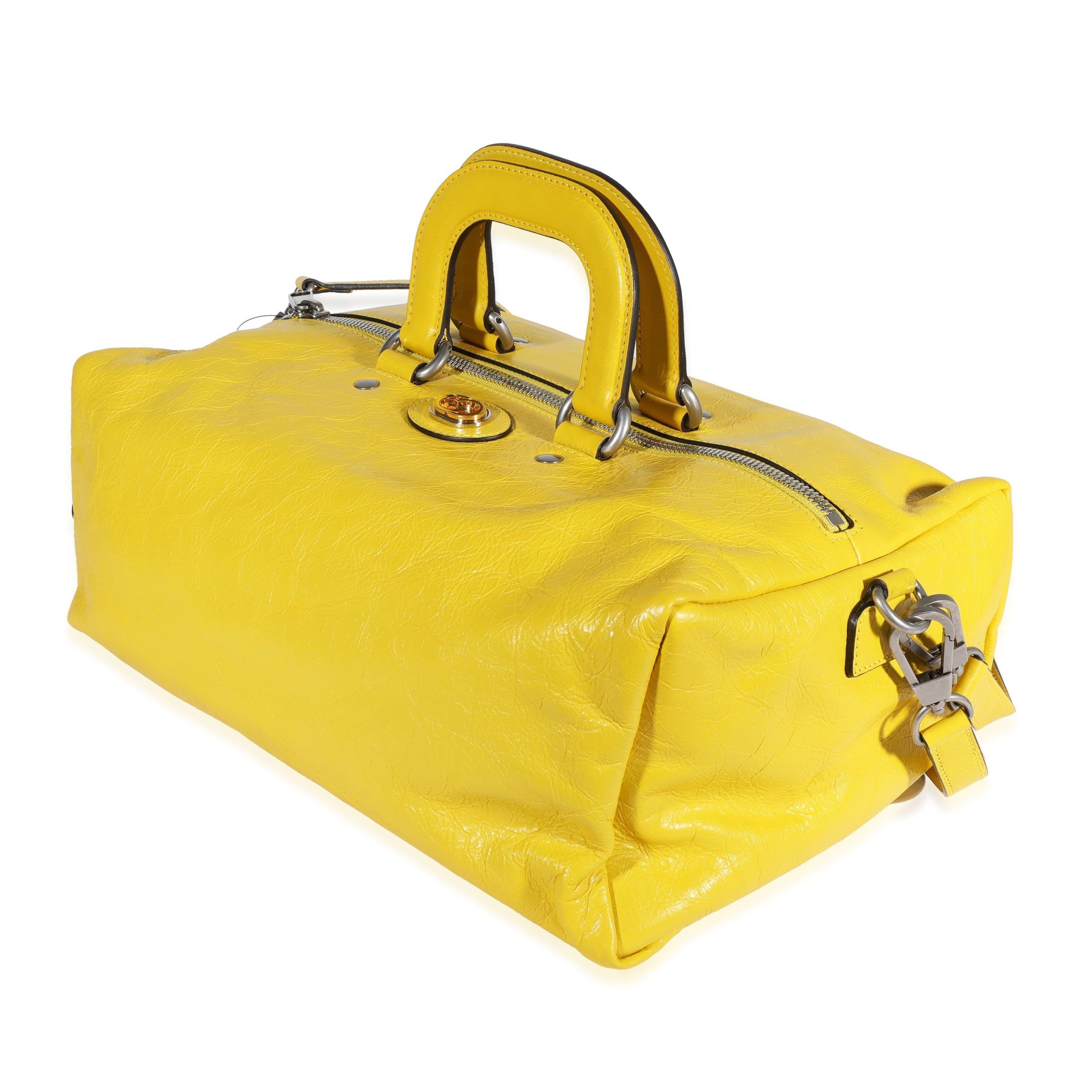 Gucci Yellow Soft Crinkled Leather Convertible Backpack Satchel