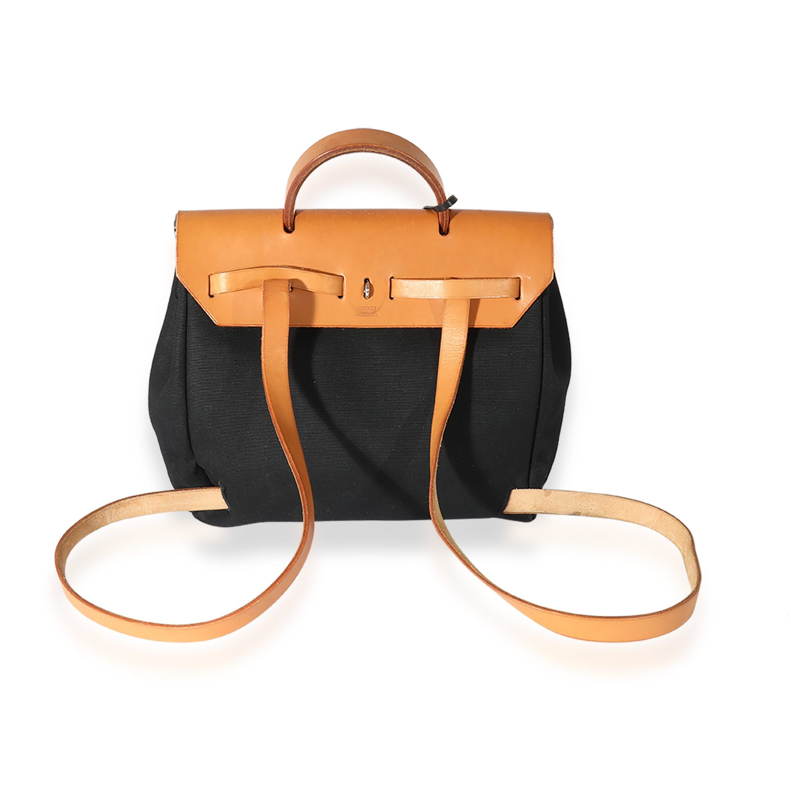 Hermes Hermes Black Toile & Natural Vache 2-in-1 Herbag Backpack Size ONE SIZE - 3 Thumbnail