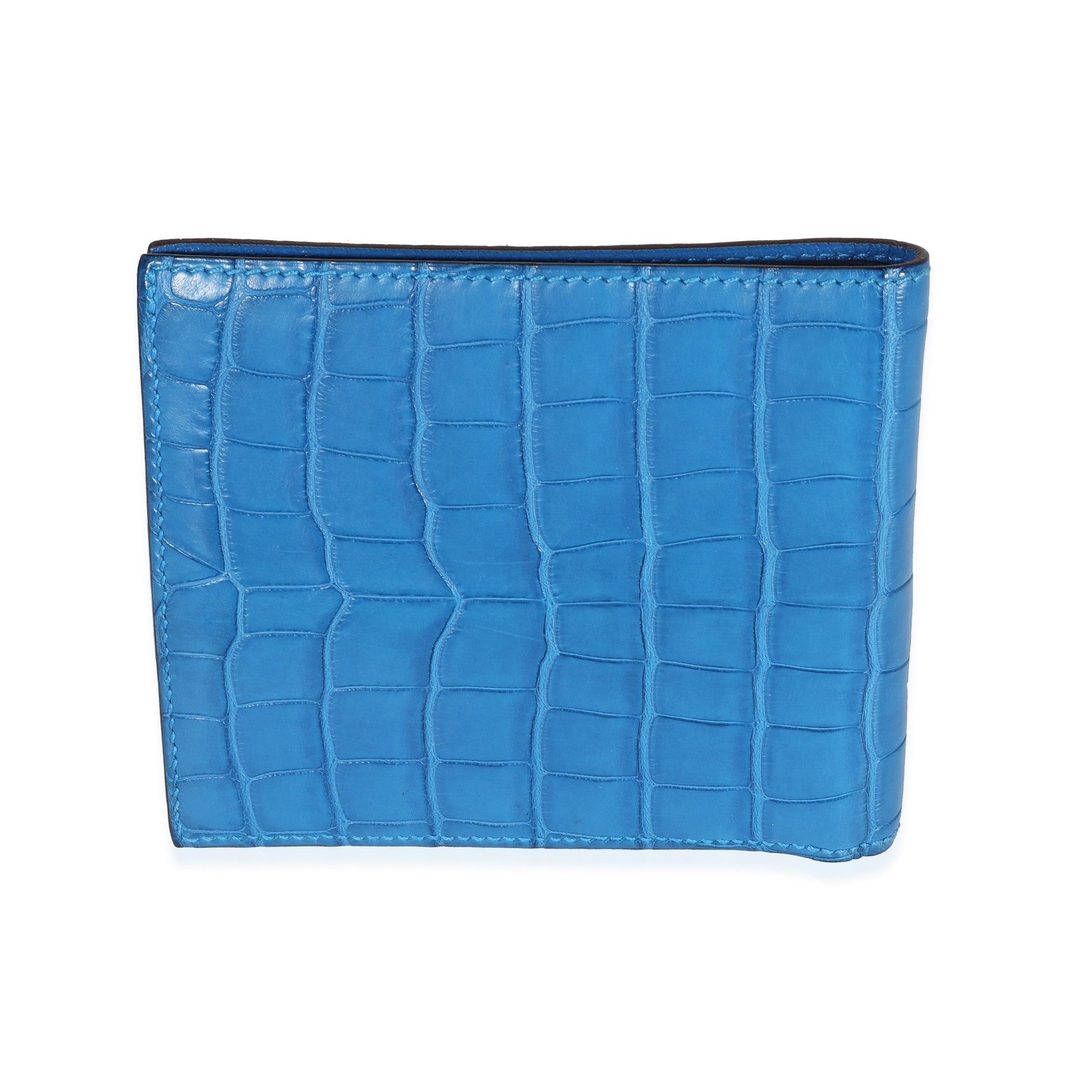 Hermes Bleu Mykonos Matte Alligator MC2 Copernic Wallet