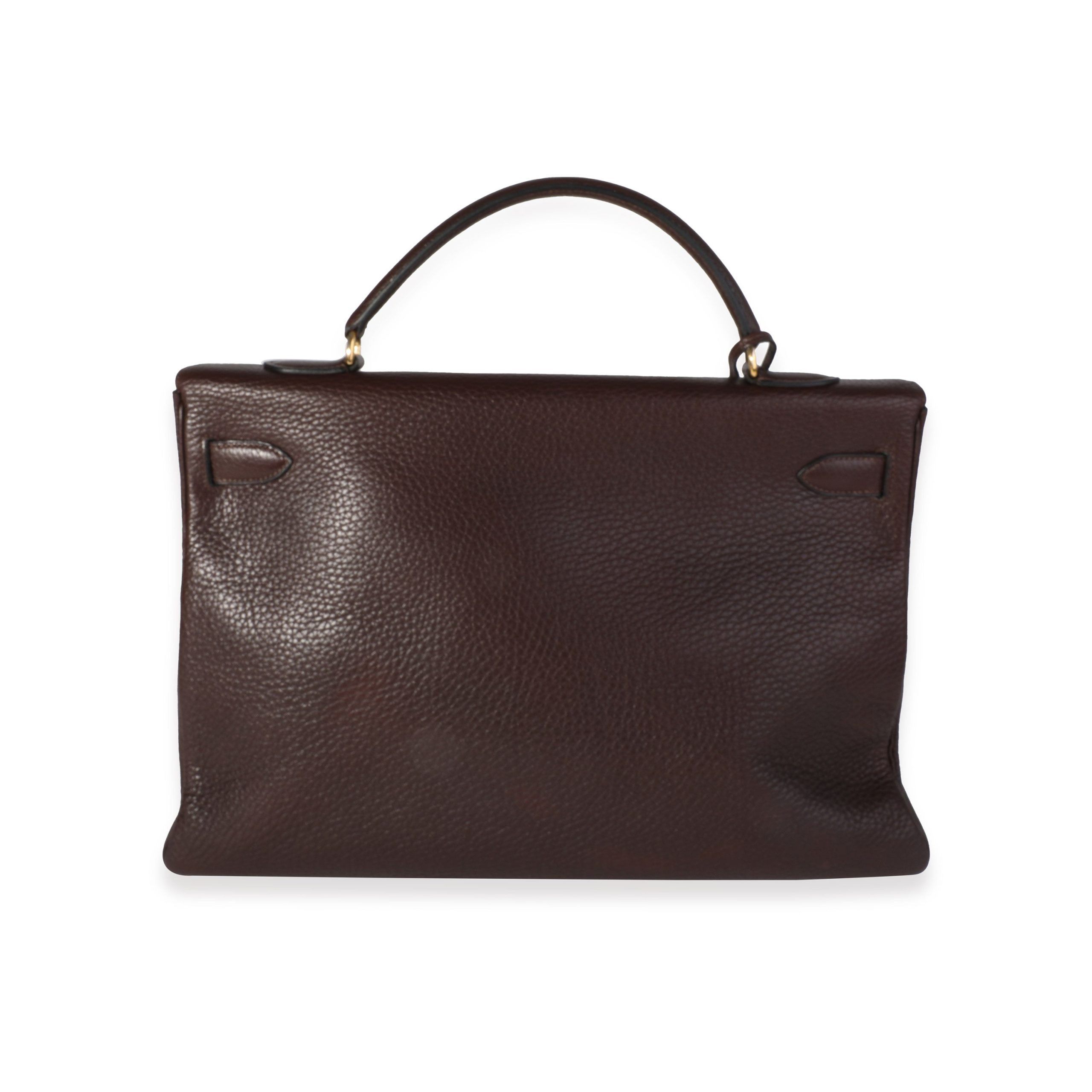 Hermès Vintage Chocolat Fjord Retourne Kelly 40 GHW