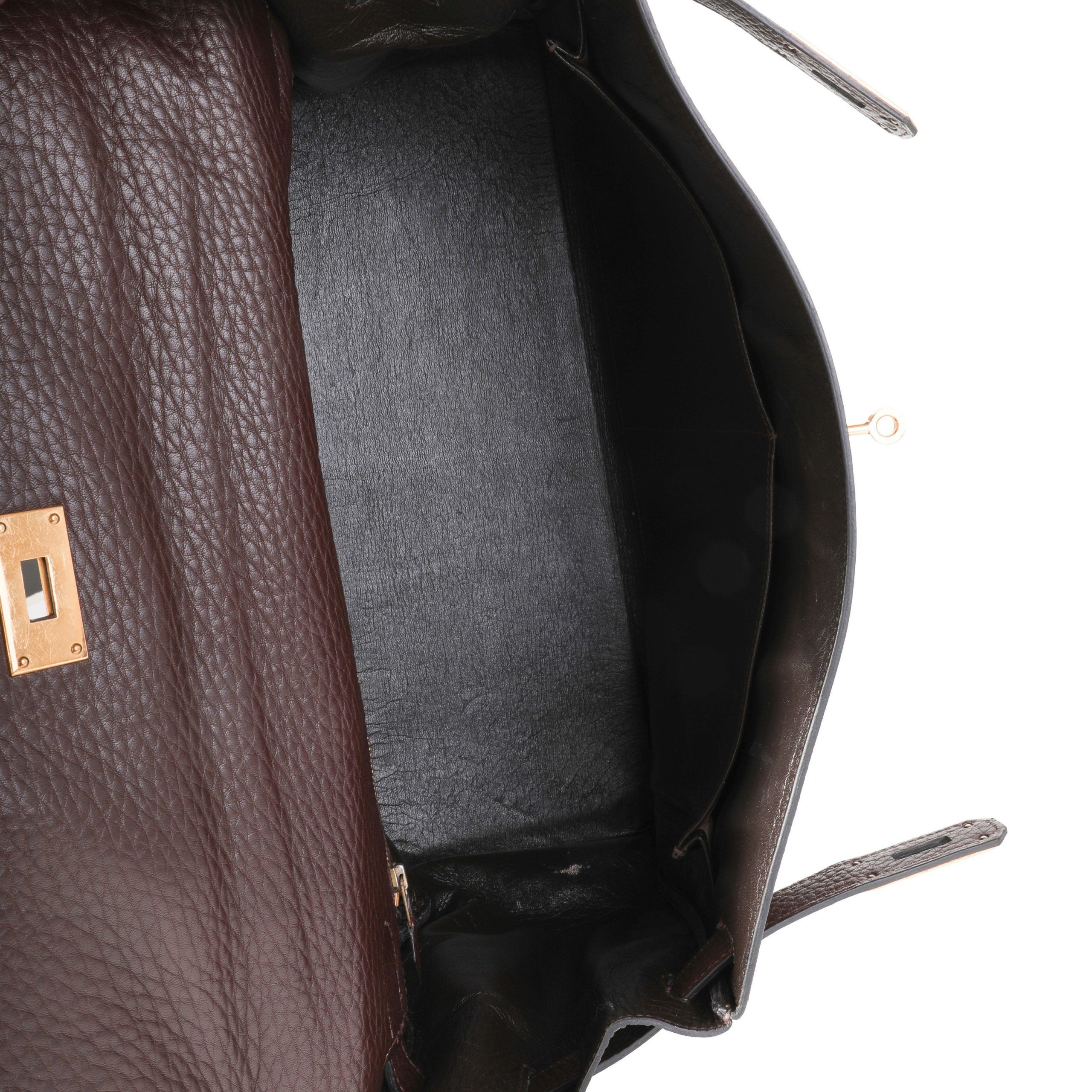 Hermès Vintage Chocolat Fjord Retourne Kelly 40 GHW