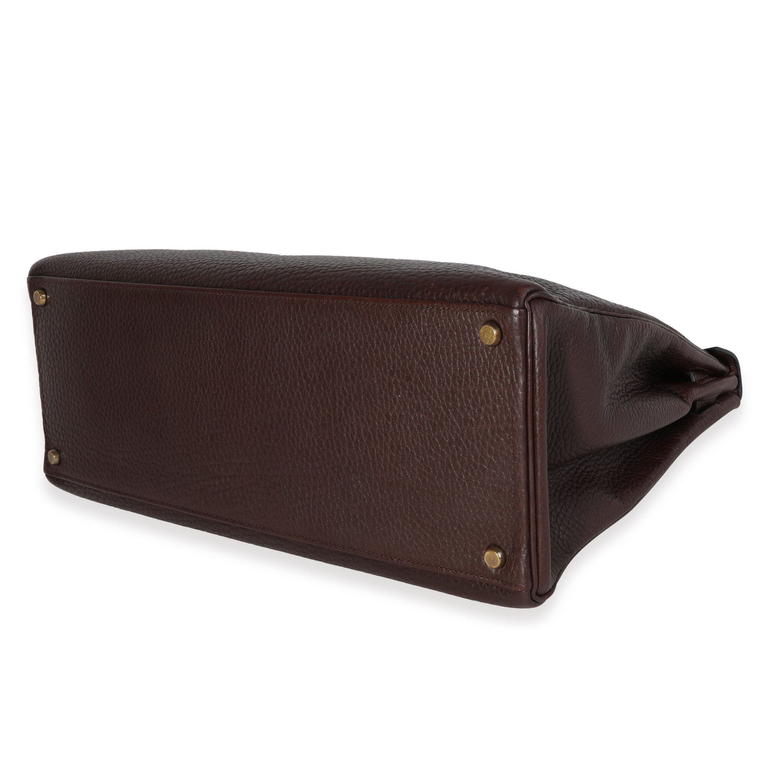 Hermès Vintage Chocolat Fjord Retourne Kelly 40 GHW