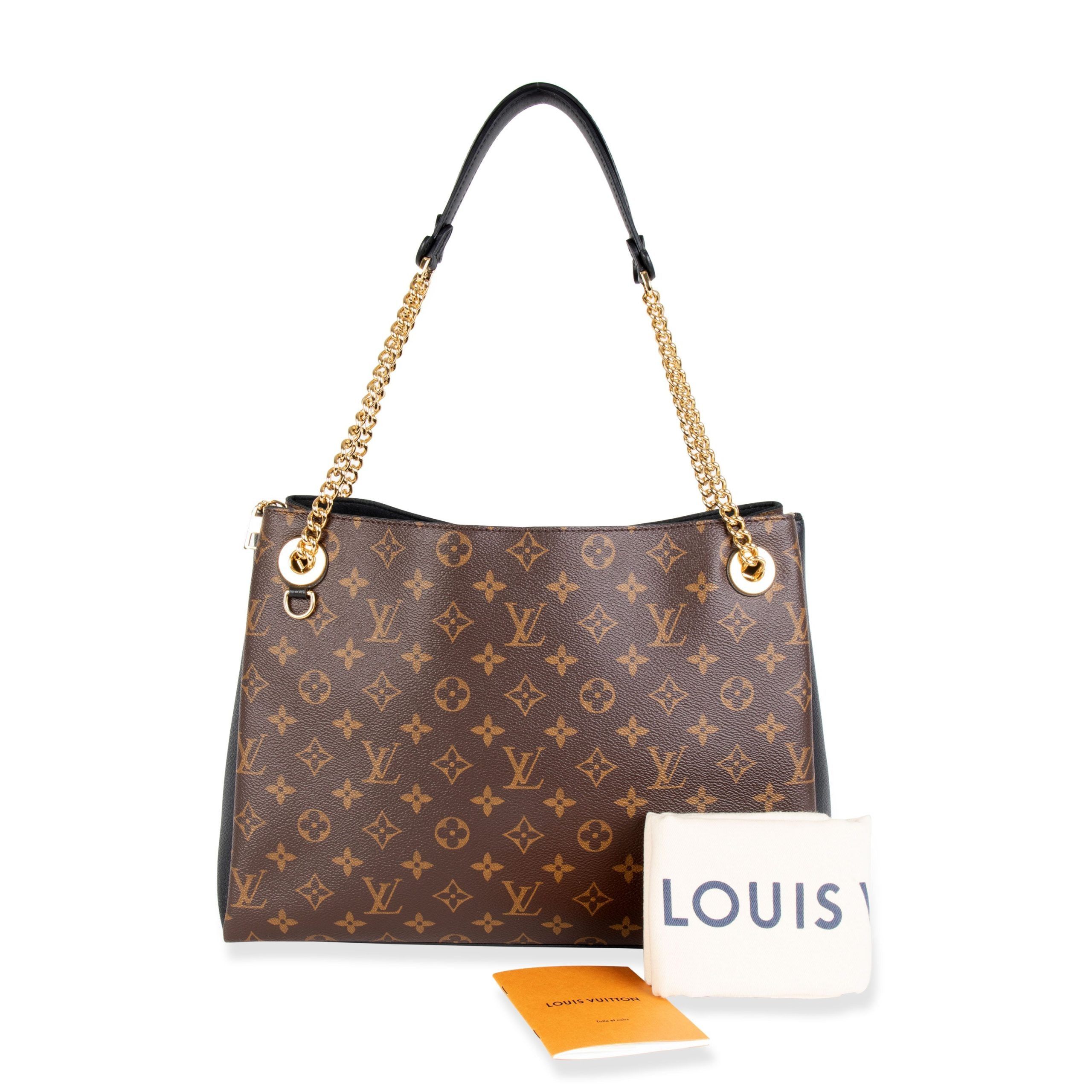 Louis Vuitton Brown Monogram Canvas & Black Taurillon Leather Surene MM Tote