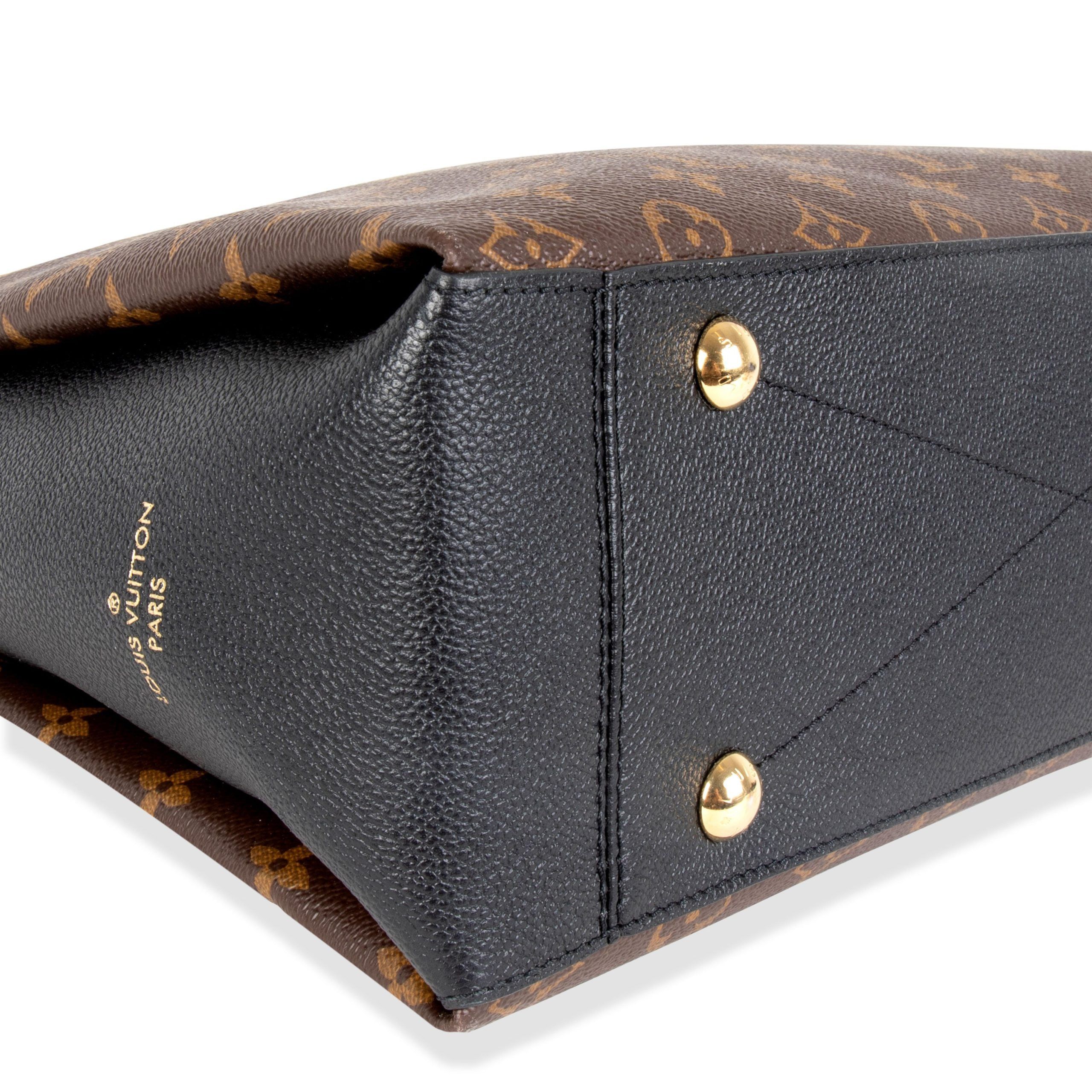 Louis Vuitton Brown Monogram Canvas & Black Taurillon Leather Surene MM Tote