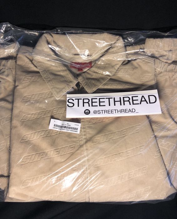 Supreme Supreme Debossed Logo Corduroy Jacket Tan | Grailed