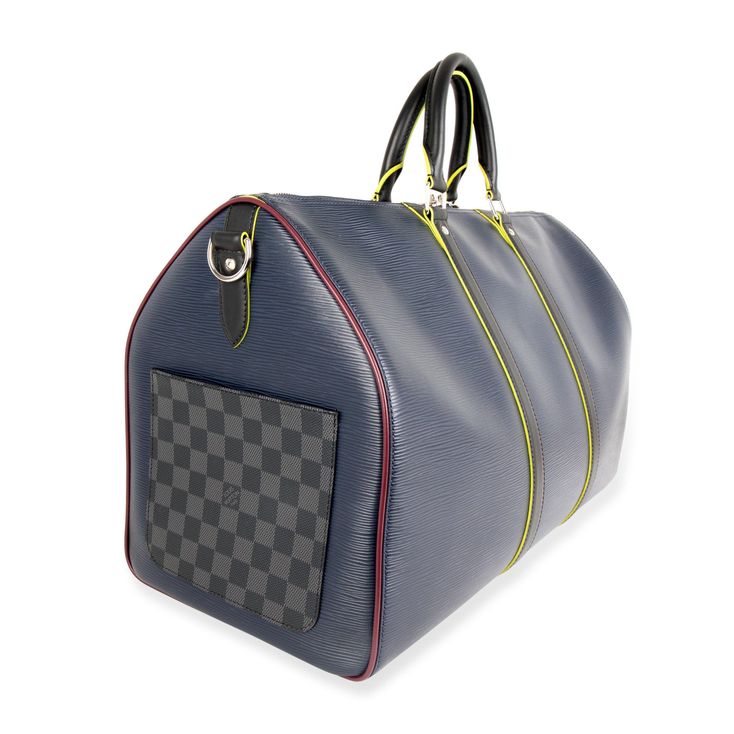 Louis Vuitton Marine Epi Leather Patchwork Graphite Keepall 50 Duffle Bag
