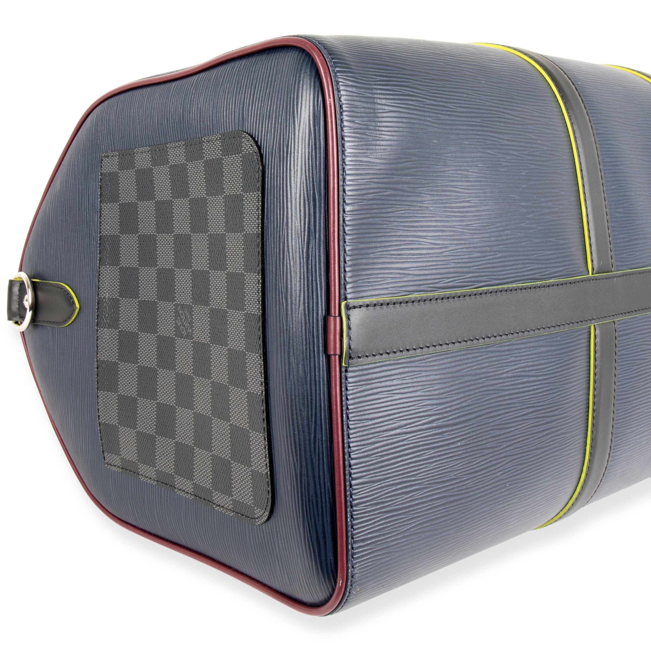 Louis Vuitton Marine Epi Leather Patchwork Graphite Keepall 50 Duffle Bag