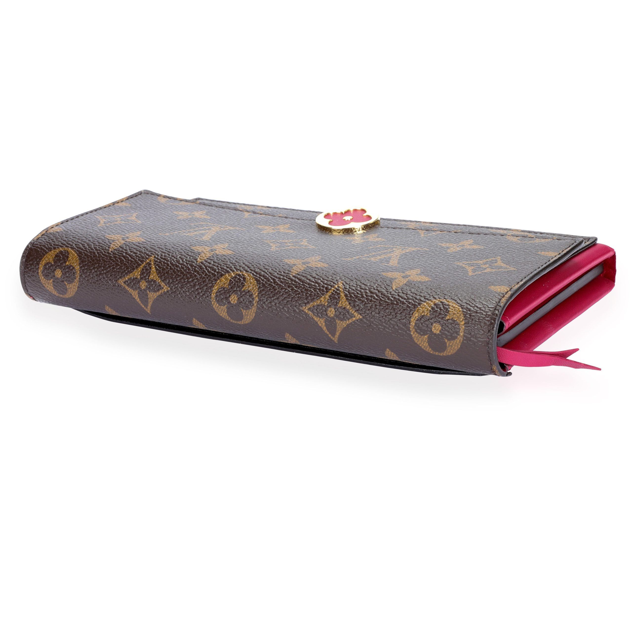 Louis Vuitton Monogram Canvas & Aurore Leather Flore Wallet