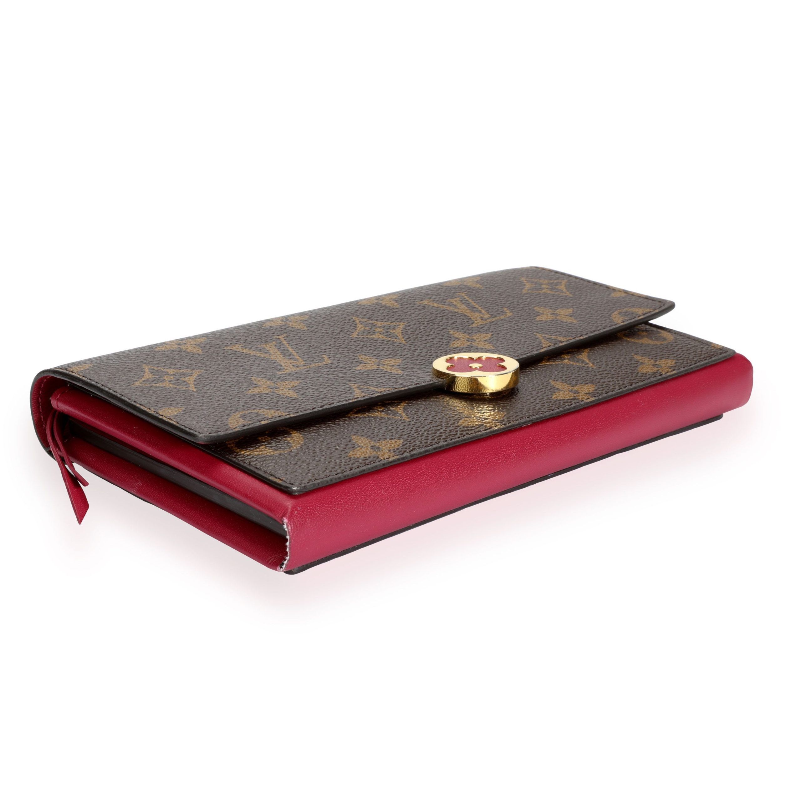 Louis Vuitton Monogram Canvas & Aurore Leather Flore Wallet