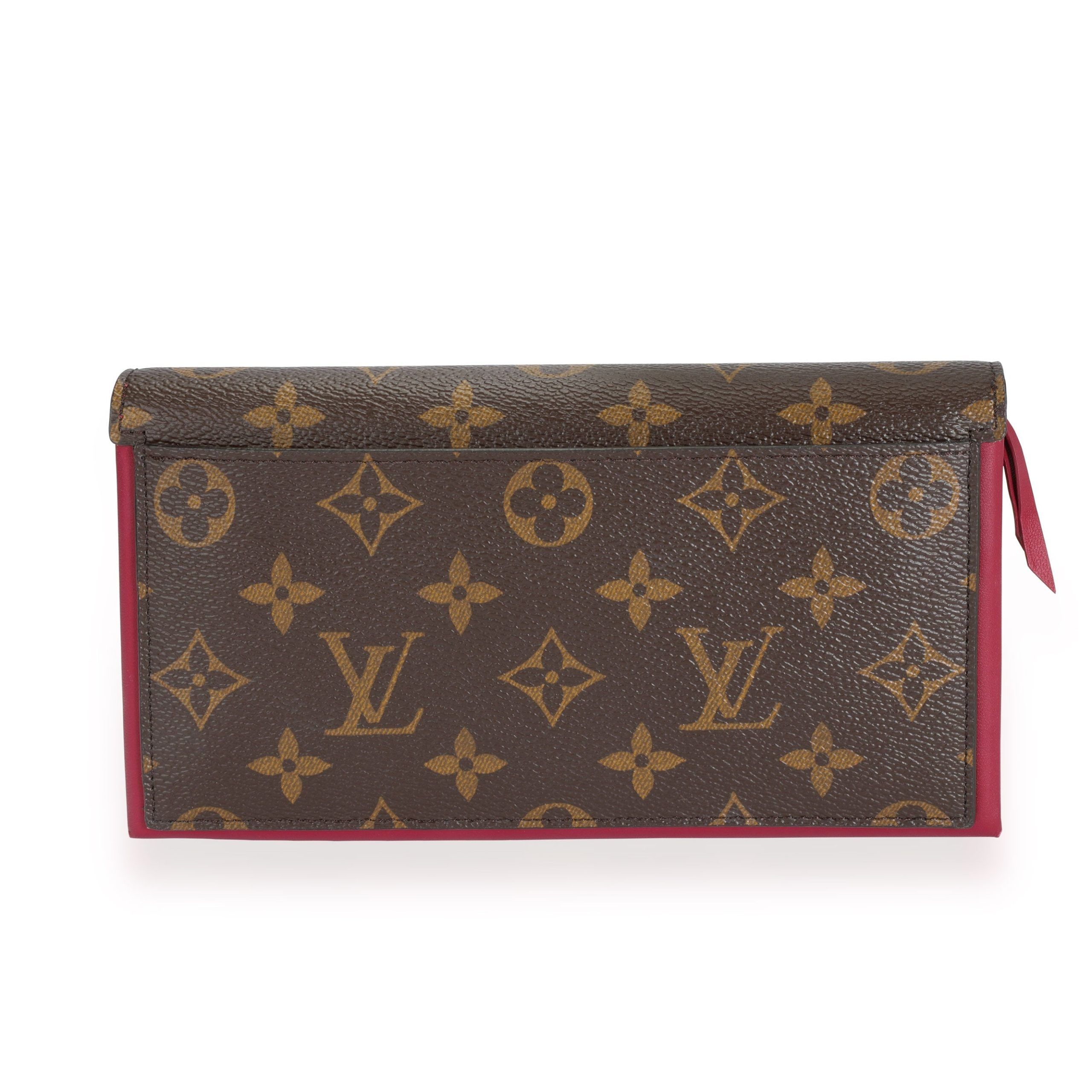 Louis Vuitton Monogram Canvas & Aurore Leather Flore Wallet