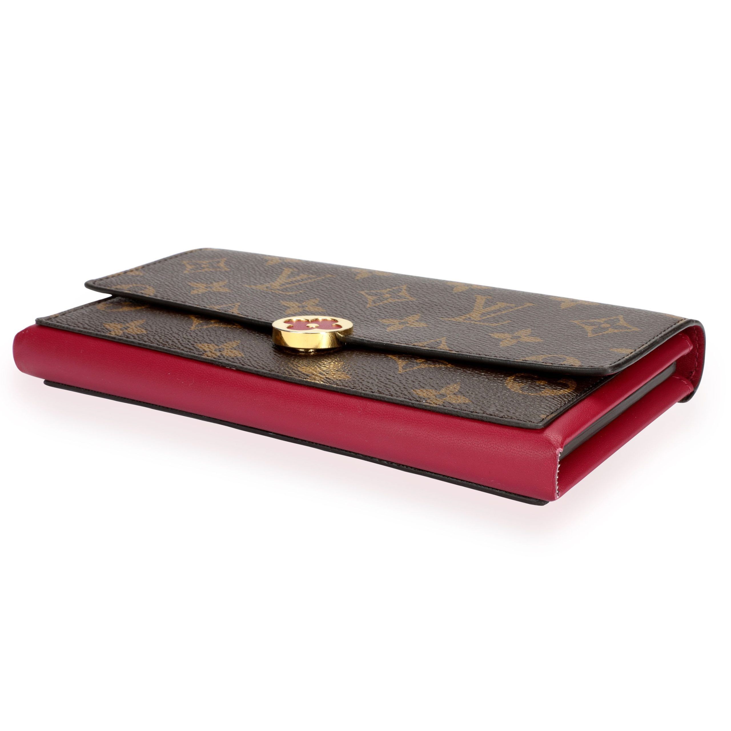 Louis Vuitton Monogram Canvas & Aurore Leather Flore Wallet