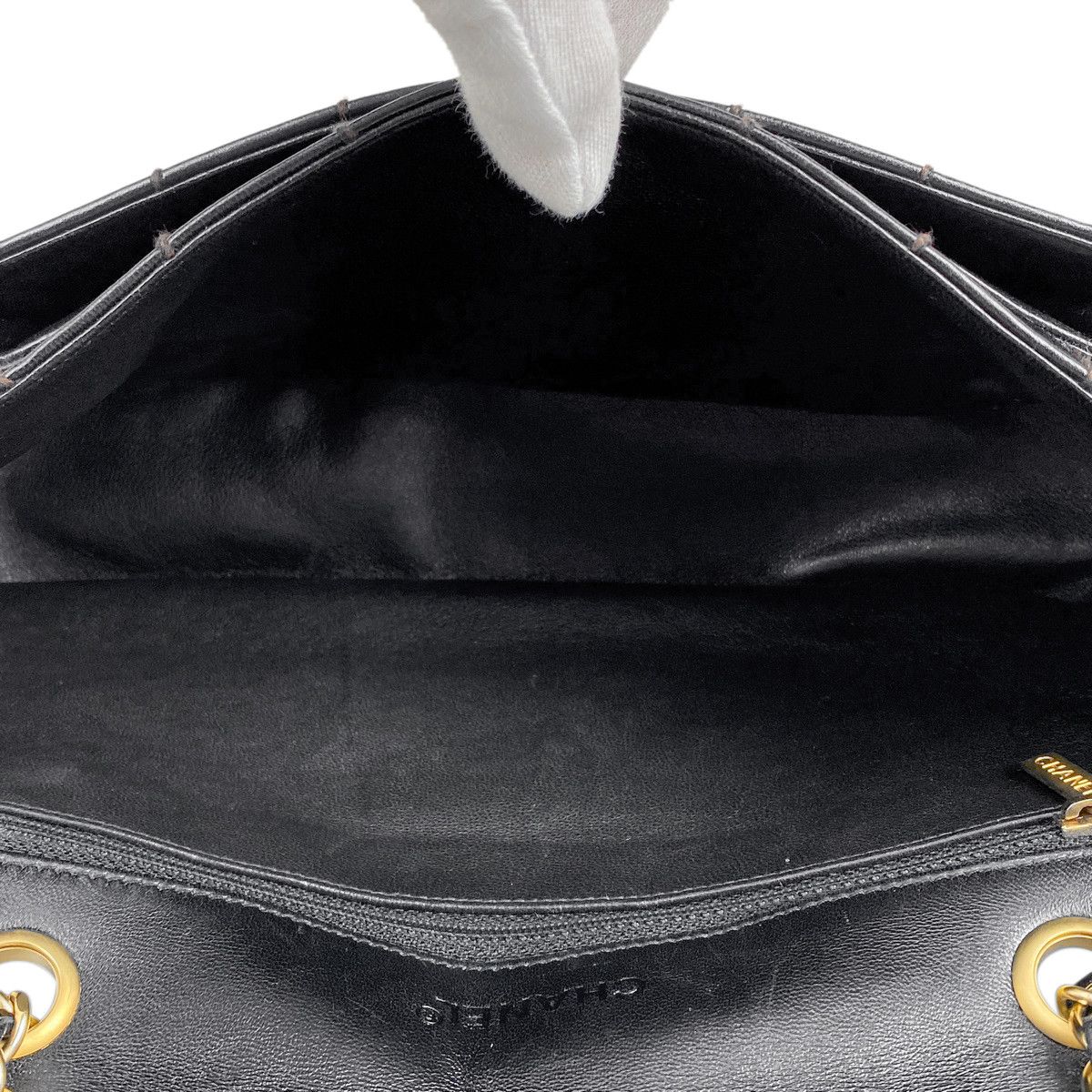 Chanel Chocolate Bar Chain Shoulder Bag Leather Black