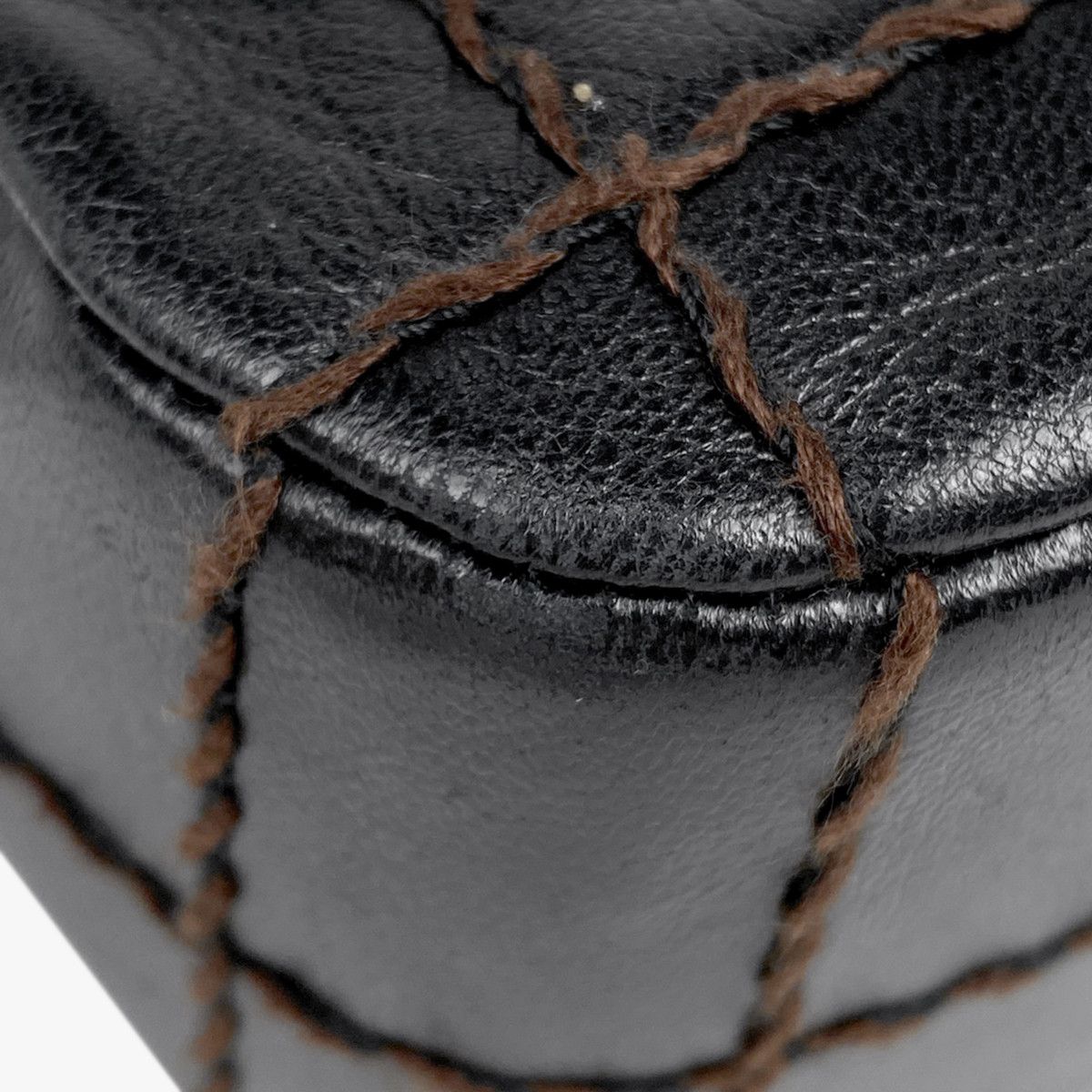 Chanel Chocolate Bar Chain Shoulder Bag Leather Black