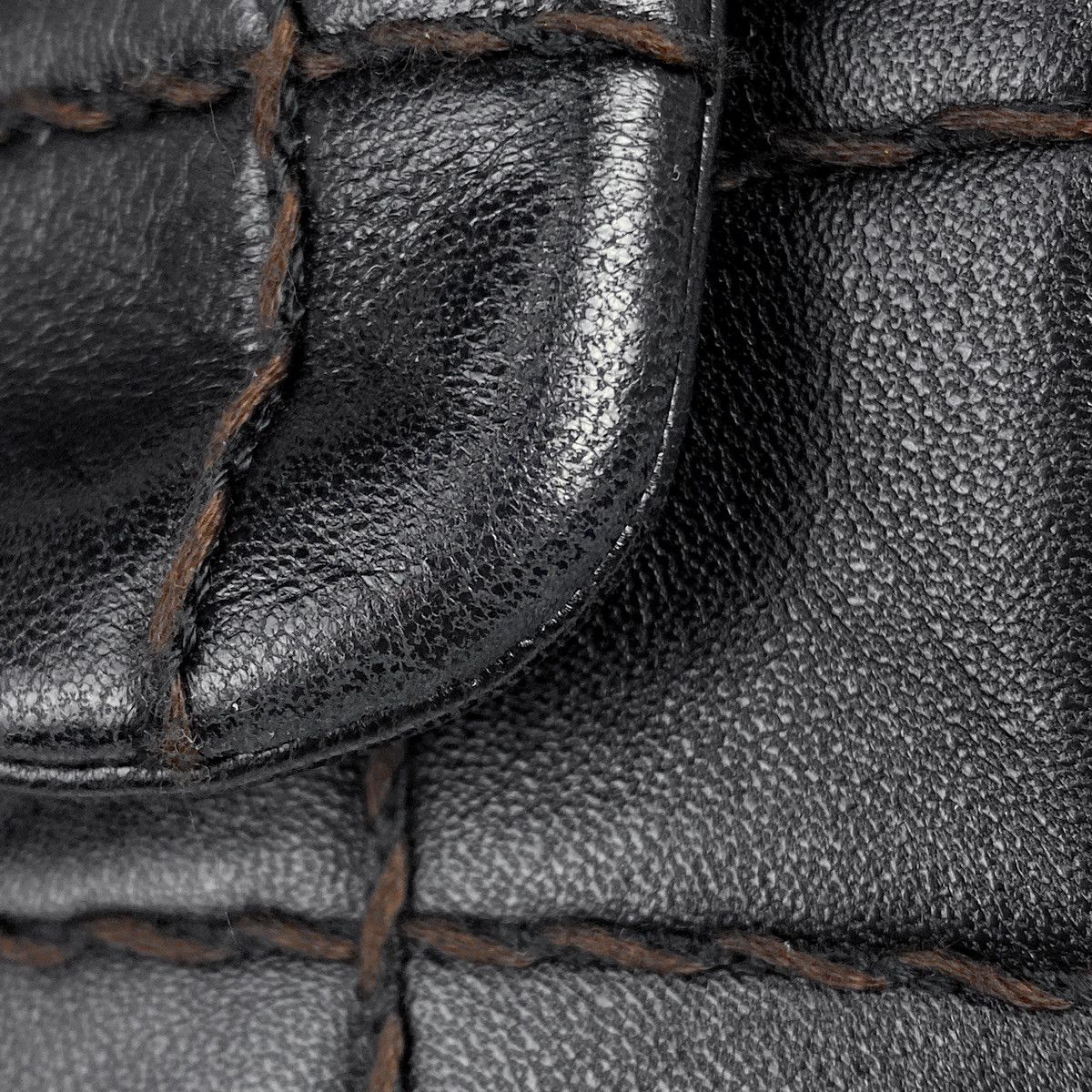 Chanel Chocolate Bar Chain Shoulder Bag Leather Black