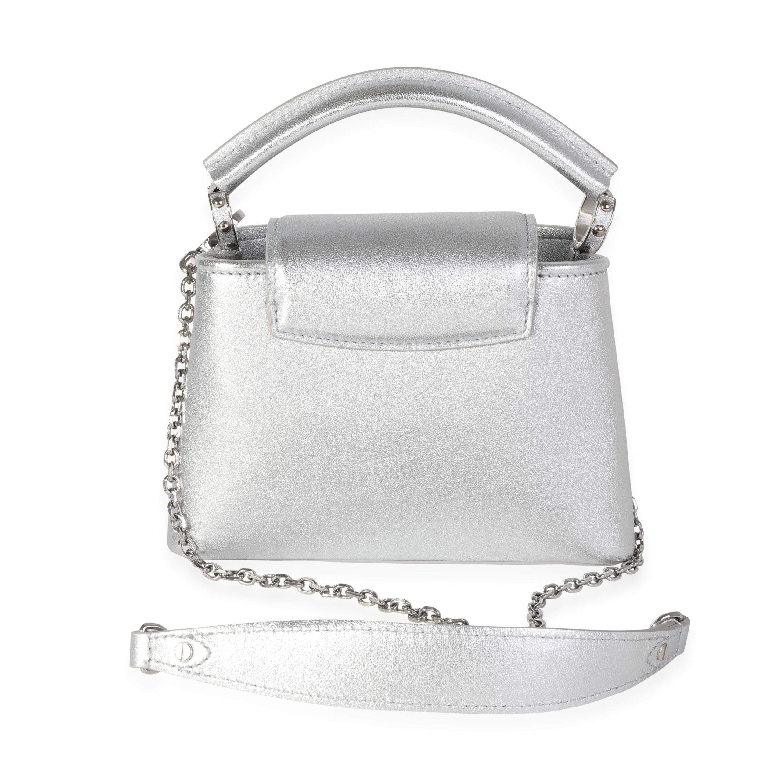 Louis Vuitton Silver Metallic Broderies Capucines Mini