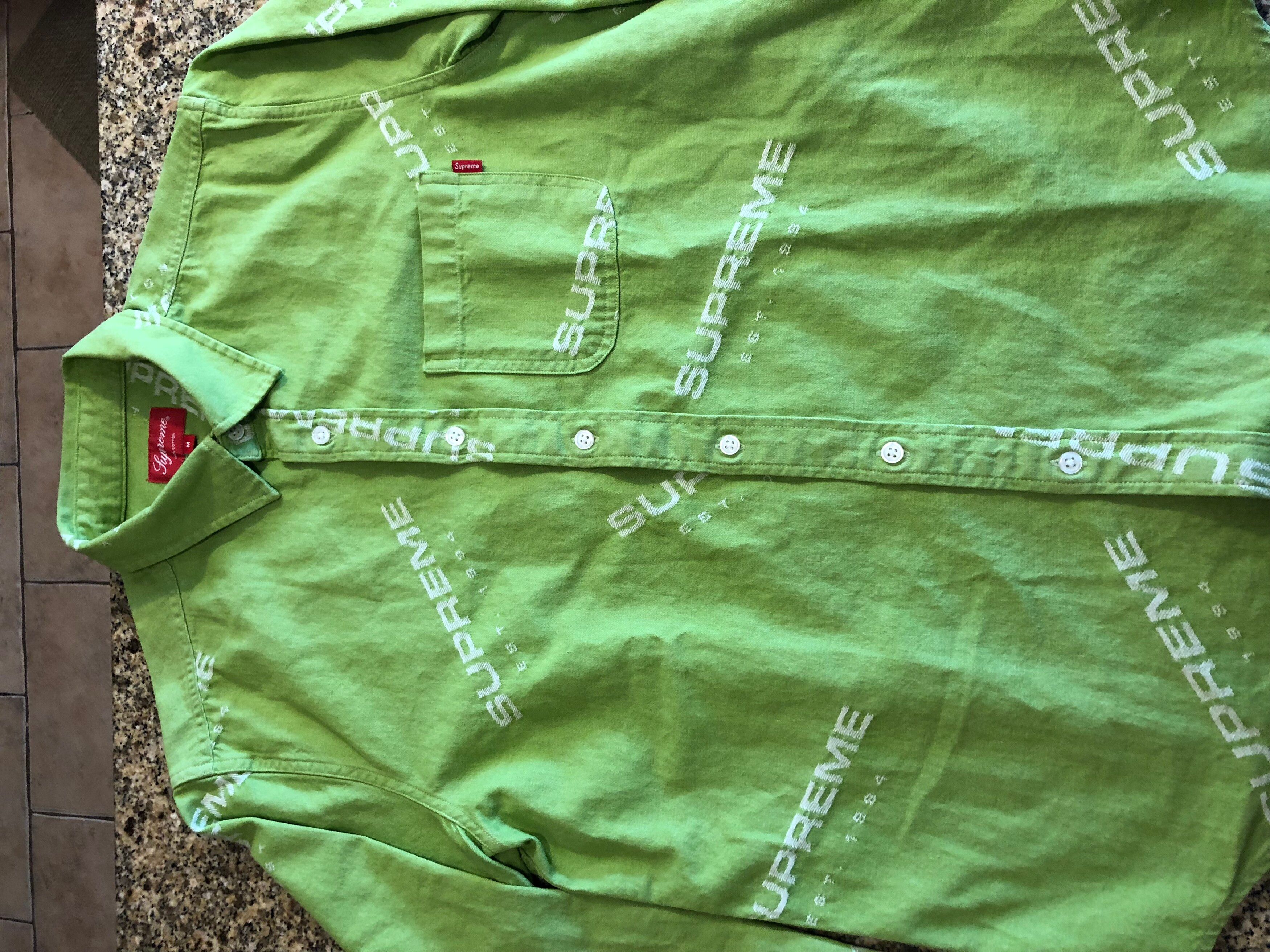 Supreme 2017 Jacquard Denim Shirt - Green Casual Shirts, Clothing -  WSPME45044