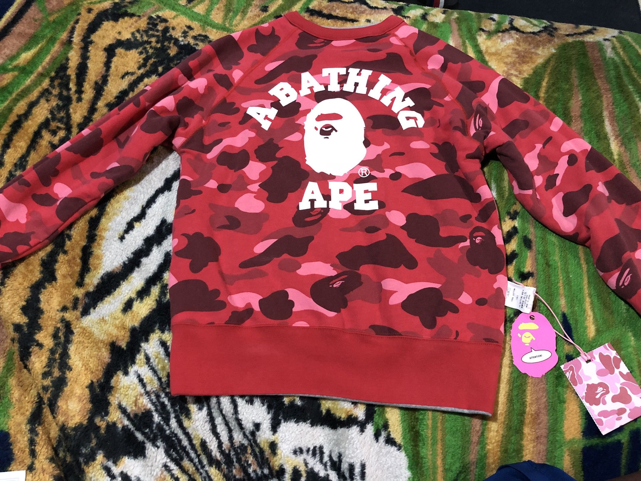 A BATHING APE REVERSIBLE WASHED CAMO SWEATSHIRT