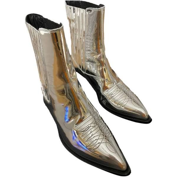Celine Silver Jacno Leather Boots Size US 6 / EU 39 - 2 Thumbnail