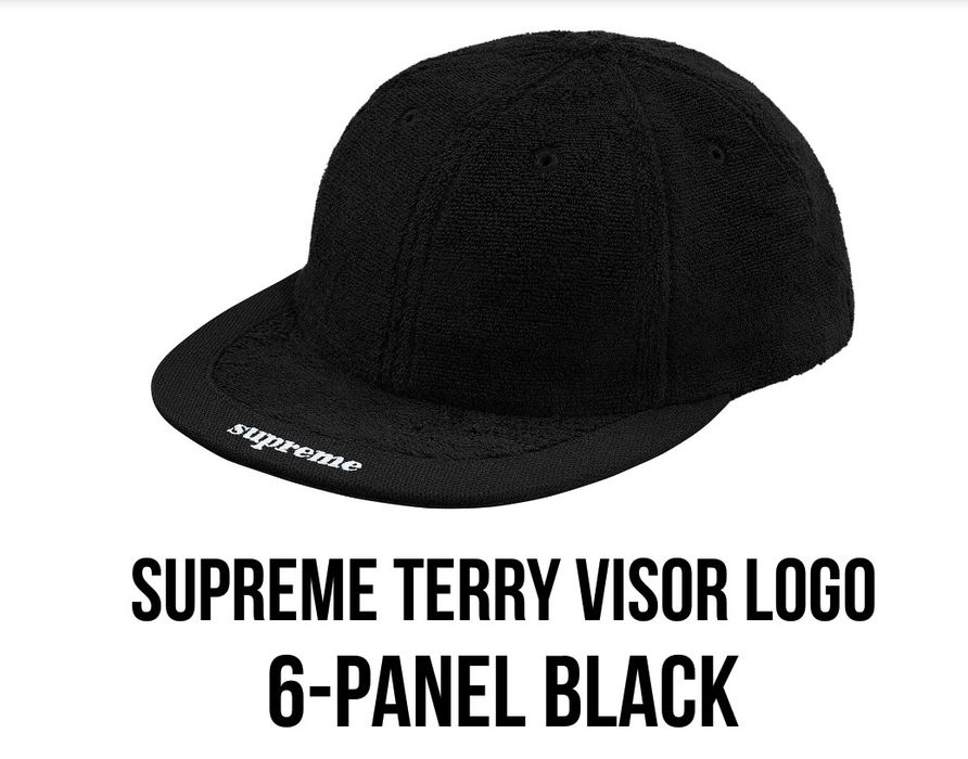 Supreme Terry visor logo 6 panel black | Grailed