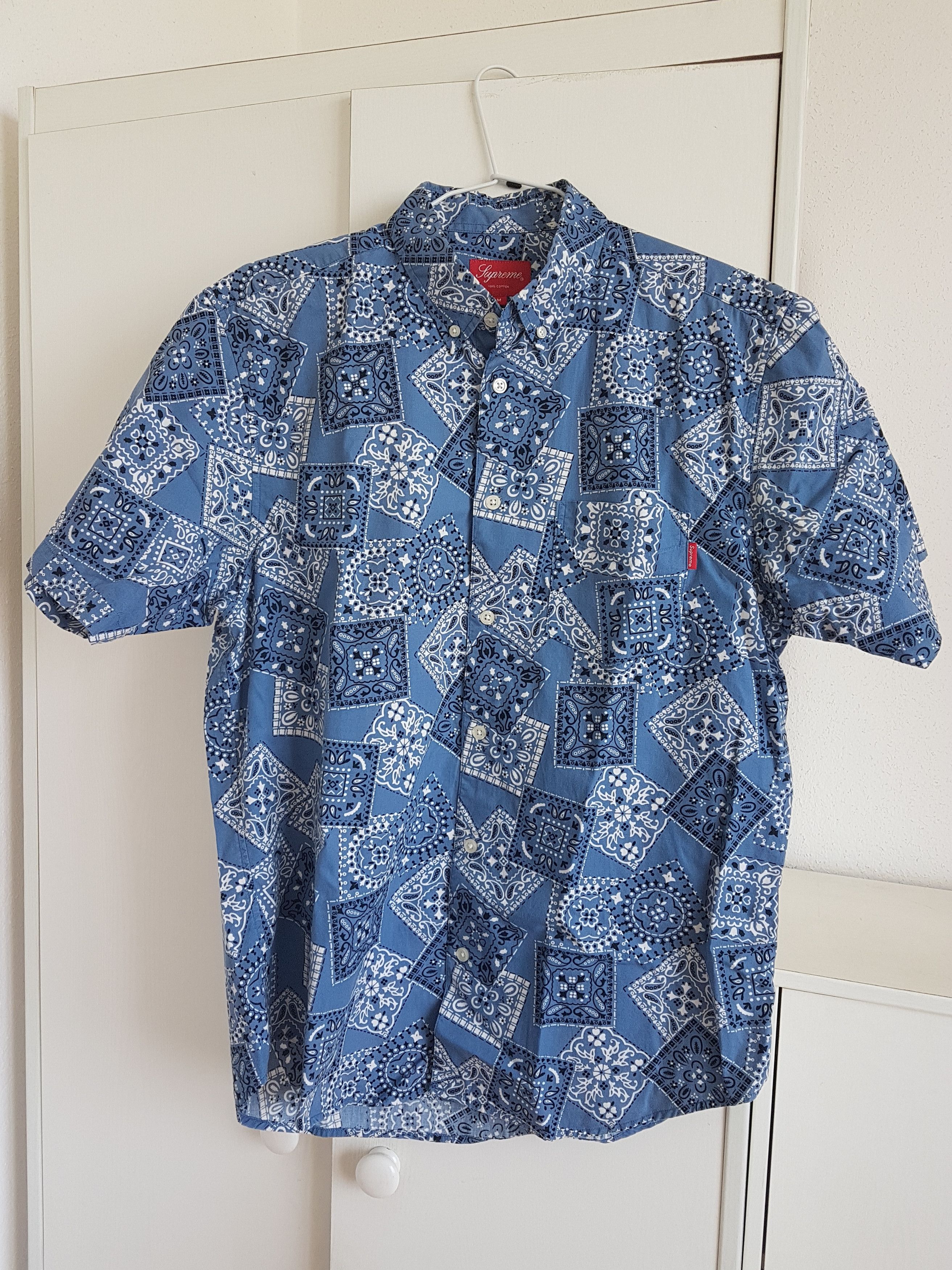 Supreme blue bandana shirt on sale