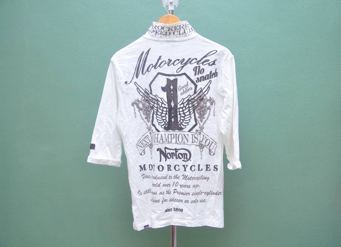 Designer × Japanese Brand × Norton Vintage Norton Birmingham White Shirt Travis Scott Style Size US M / EU 48-50 / 2 - 1 Thumbnail