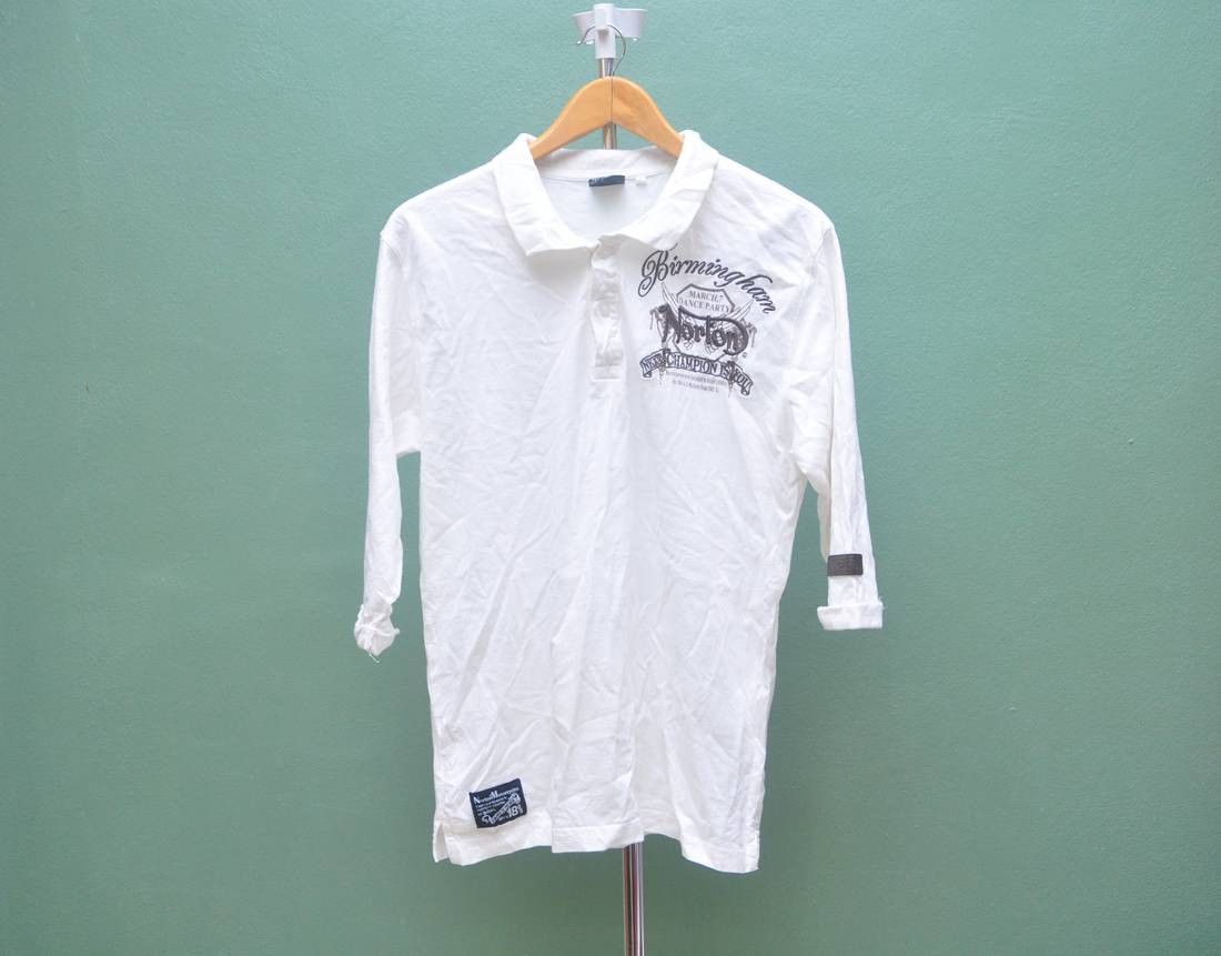 Designer × Japanese Brand × Norton Vintage Norton Birmingham White Shirt Travis Scott Style Size US M / EU 48-50 / 2 - 2 Thumbnail