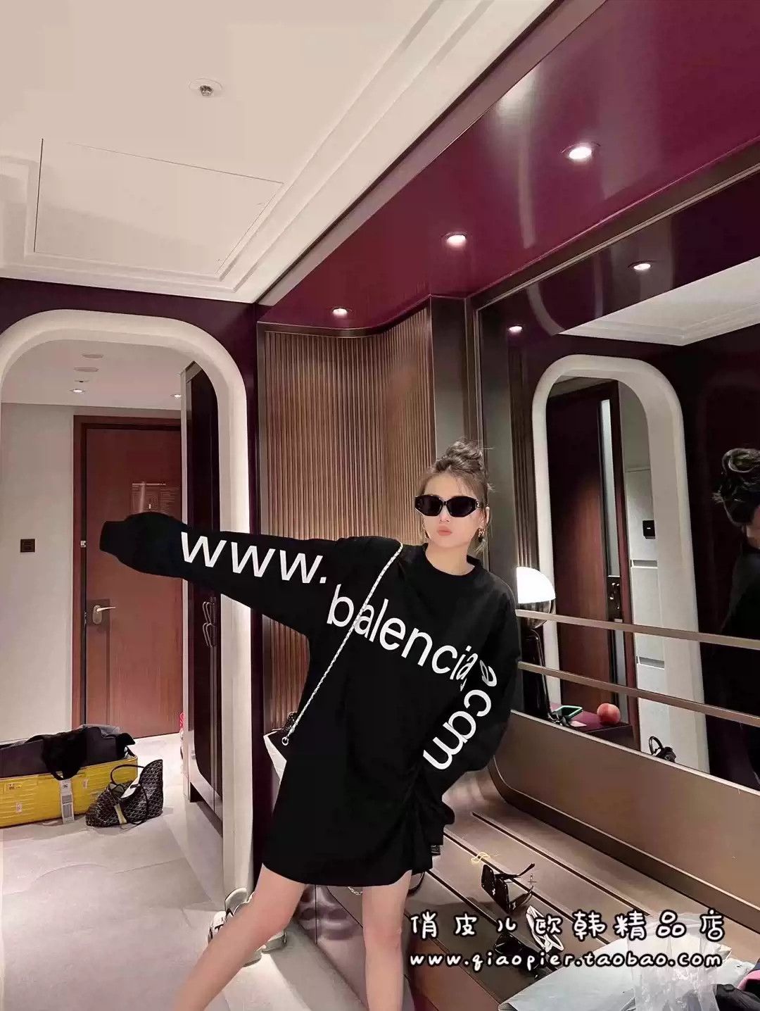 Balenciaga Balenciaga Letter Long Sleeve Crew Neck Loose Black Water Wash Damage Size US S / EU 44-46 / 1 - 9 Thumbnail