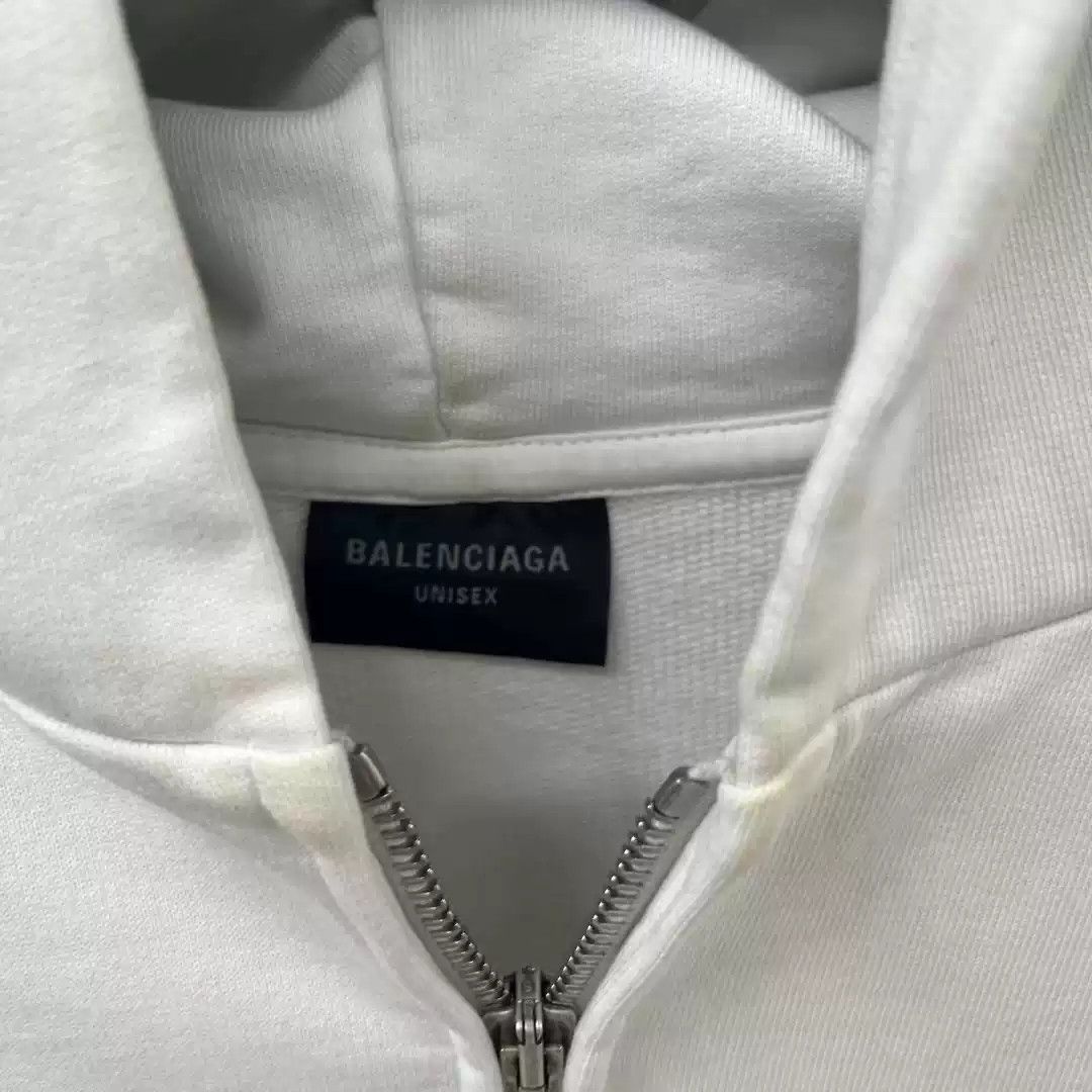 Balenciaga Balenciaga White Printed Logo Zipper Hoodie Size US L / EU 52-54 / 3 - 2 Thumbnail