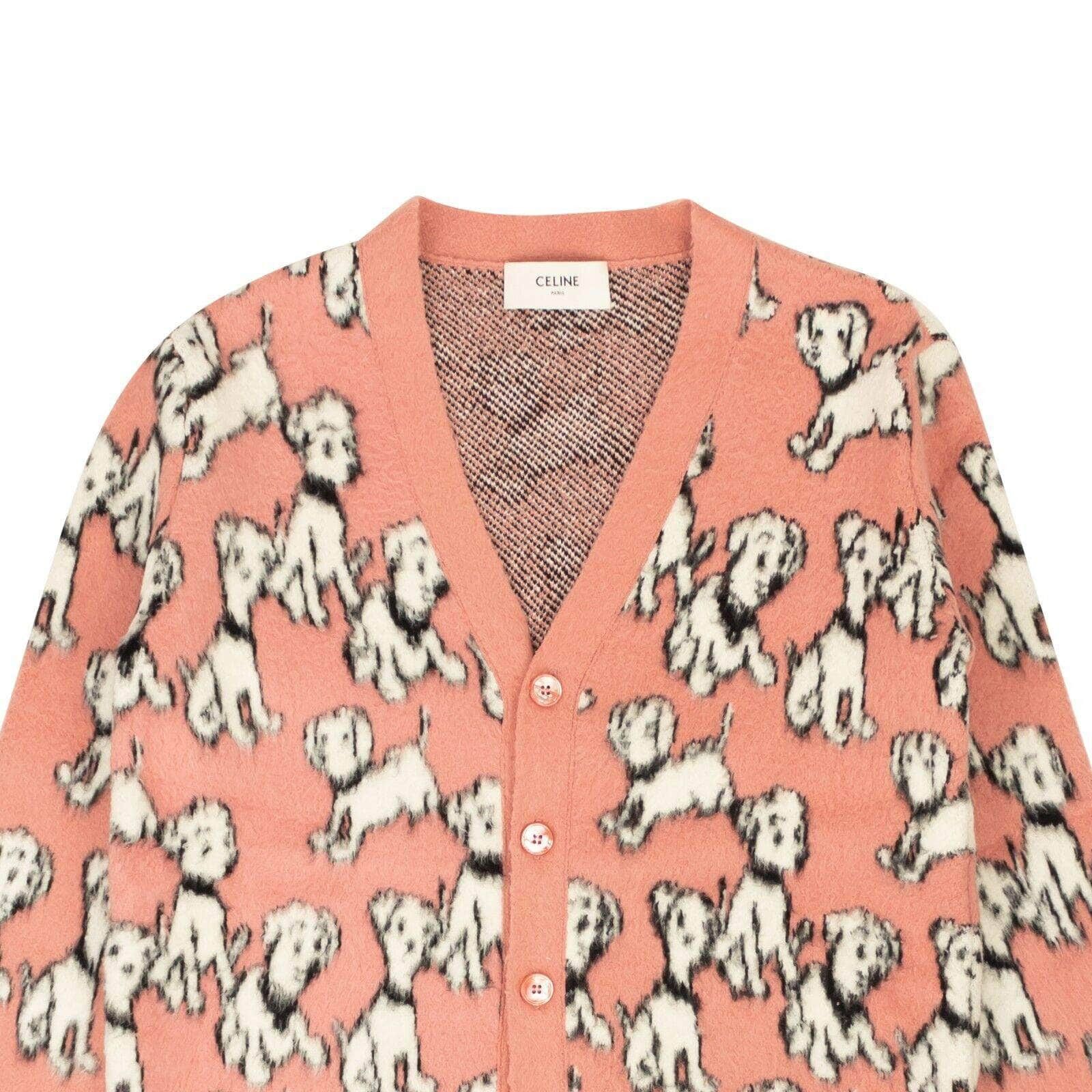 Celine Pink Cotton Jacquard Brain On Dalmatian Dog Cardigan Sweater Size US L / EU 52-54 / 3 - 2 Thumbnail