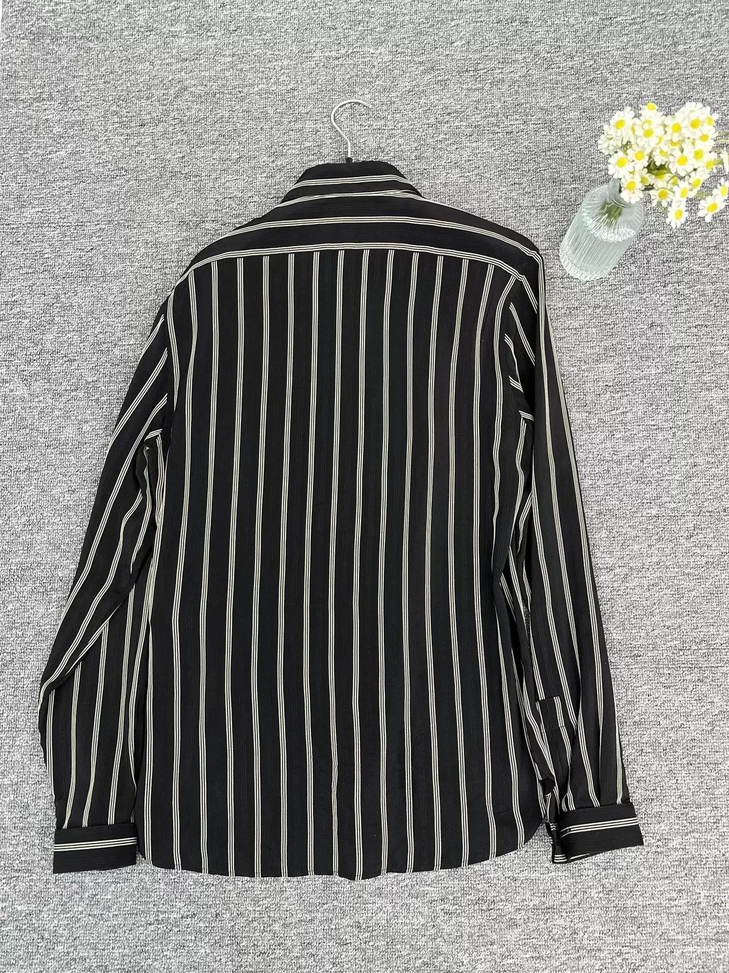 Saint Laurent Paris Saint Laurent slp Saint Laurent White Striped Silk Shirt Size US L / EU 52-54 / 3 - 2 Thumbnail