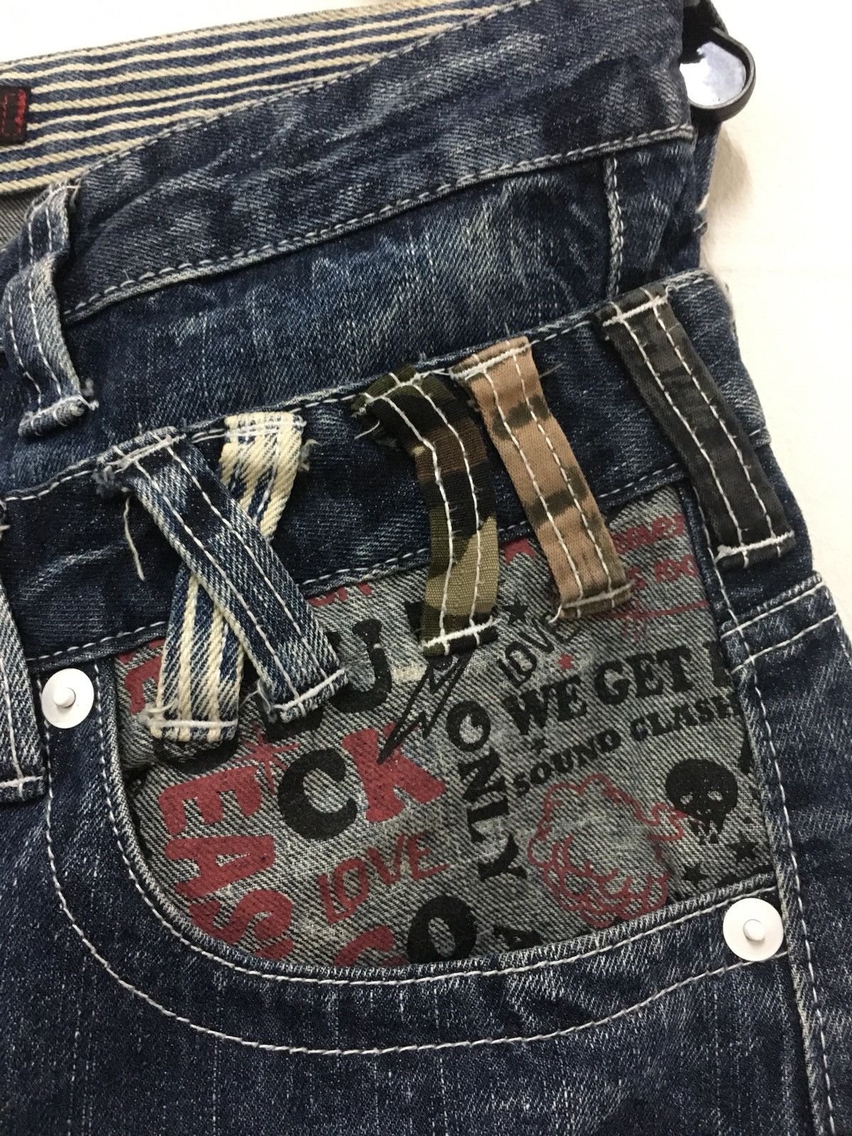 Designer Dominate Handcrafted Jeans Denim Rare Design Size US 33 - 5 Thumbnail
