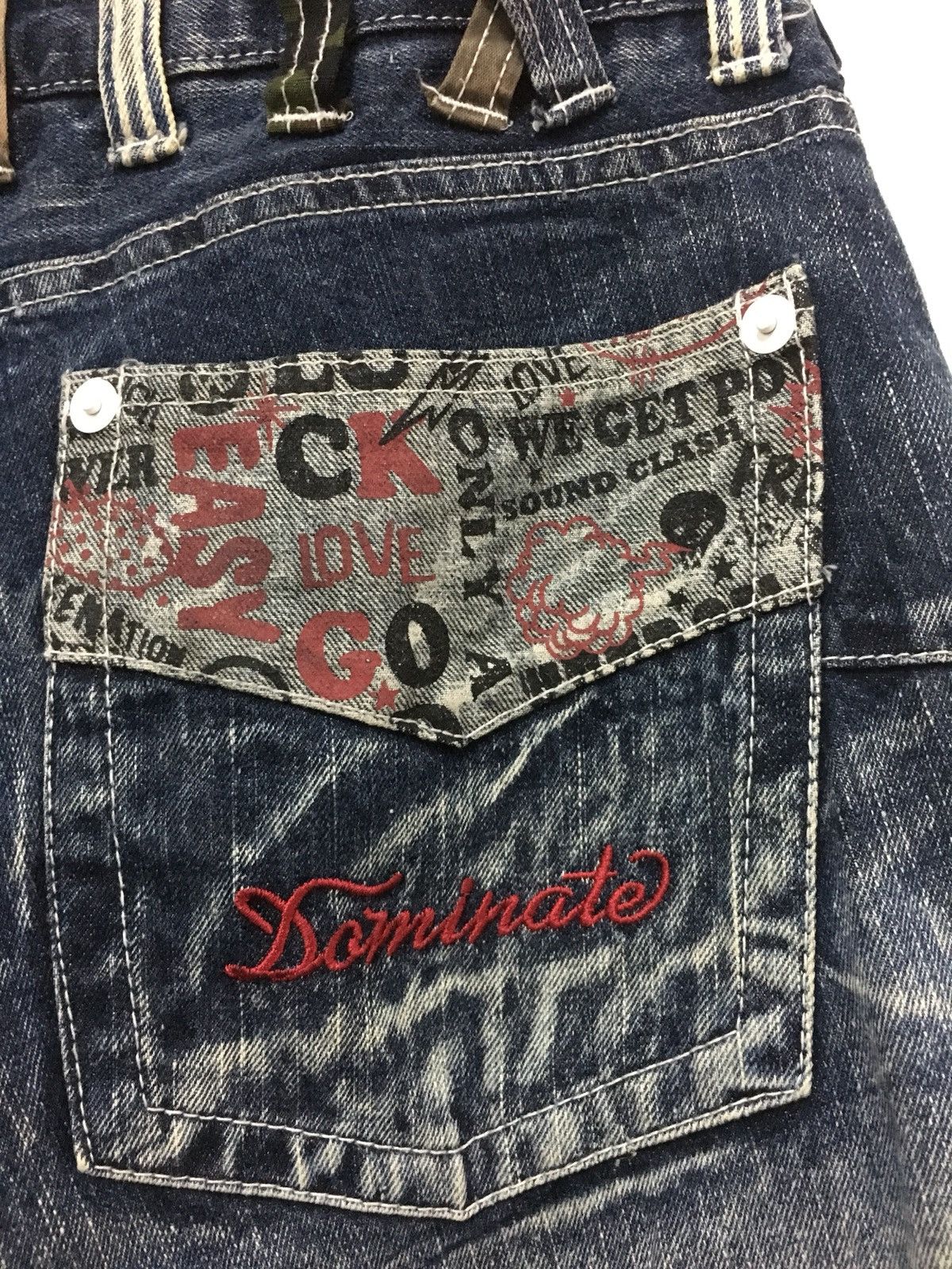 Designer Dominate Handcrafted Jeans Denim Rare Design Size US 33 - 7 Thumbnail