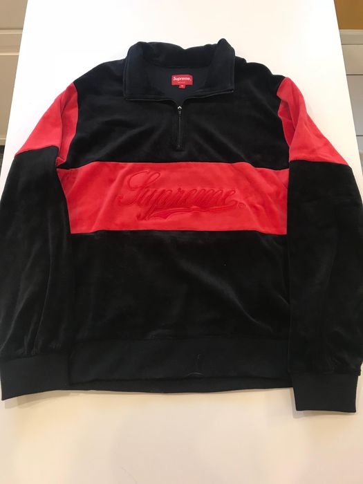 Supreme Supreme Cursive Velour Half Zip Pullover Men Medium Red