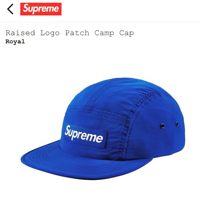 Supreme Supreme W19 Raised Logo Patch Camp Cap Hat Royal Blue