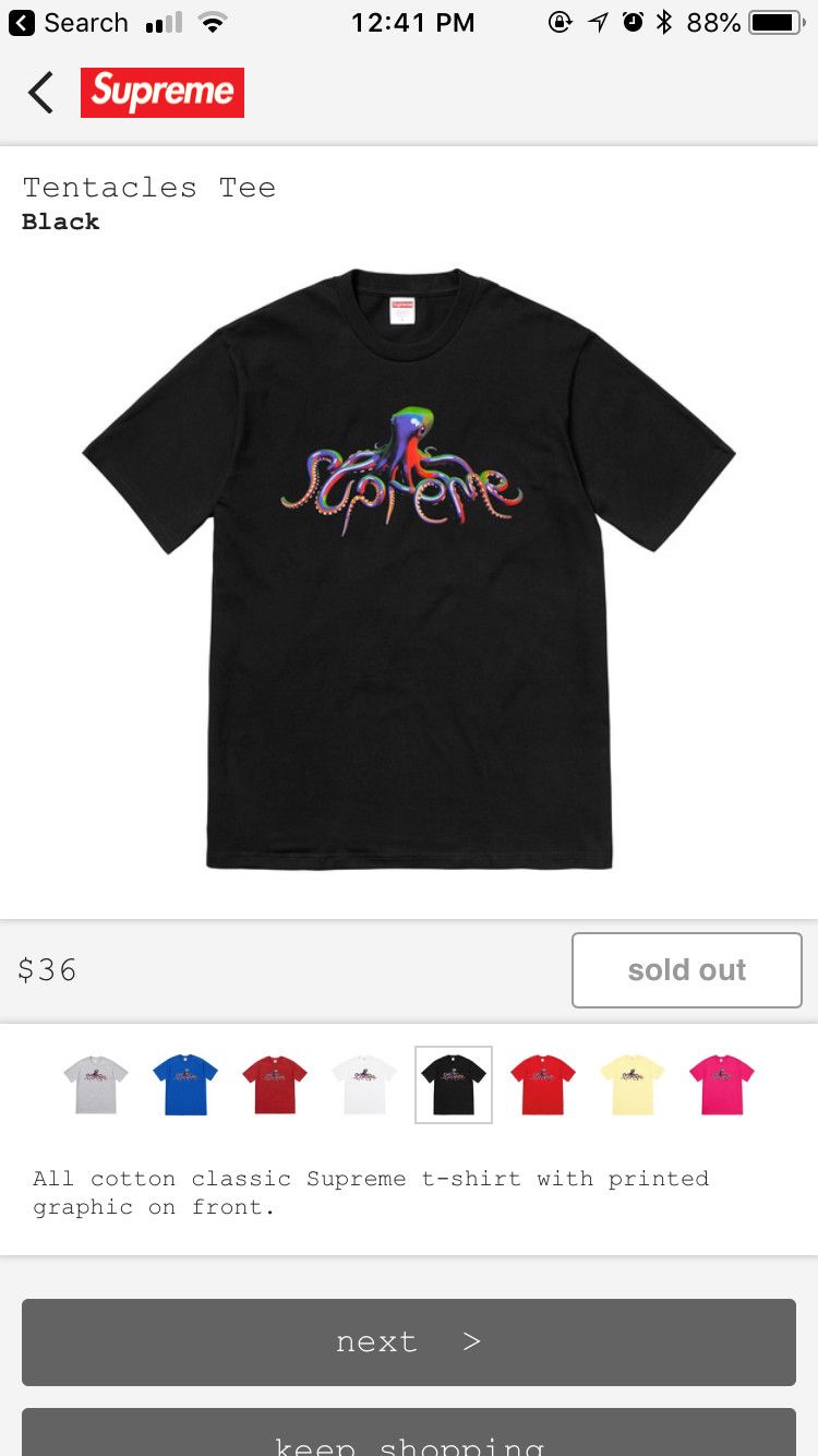 Supreme tentacles tee outlet black