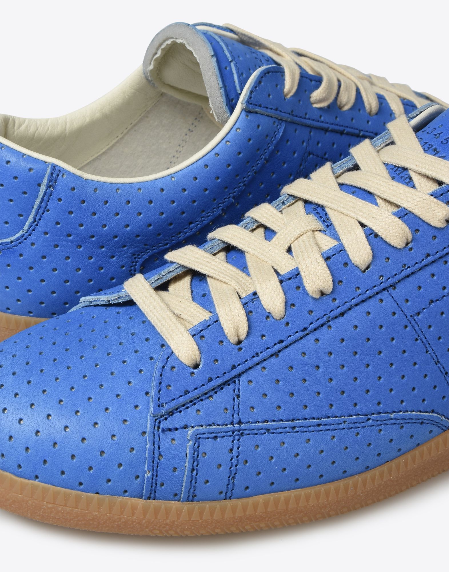 Maison Margiela Low Top Ace Sneakers Blue Perforated Leather Size US 9 / EU 42 - 5 Thumbnail