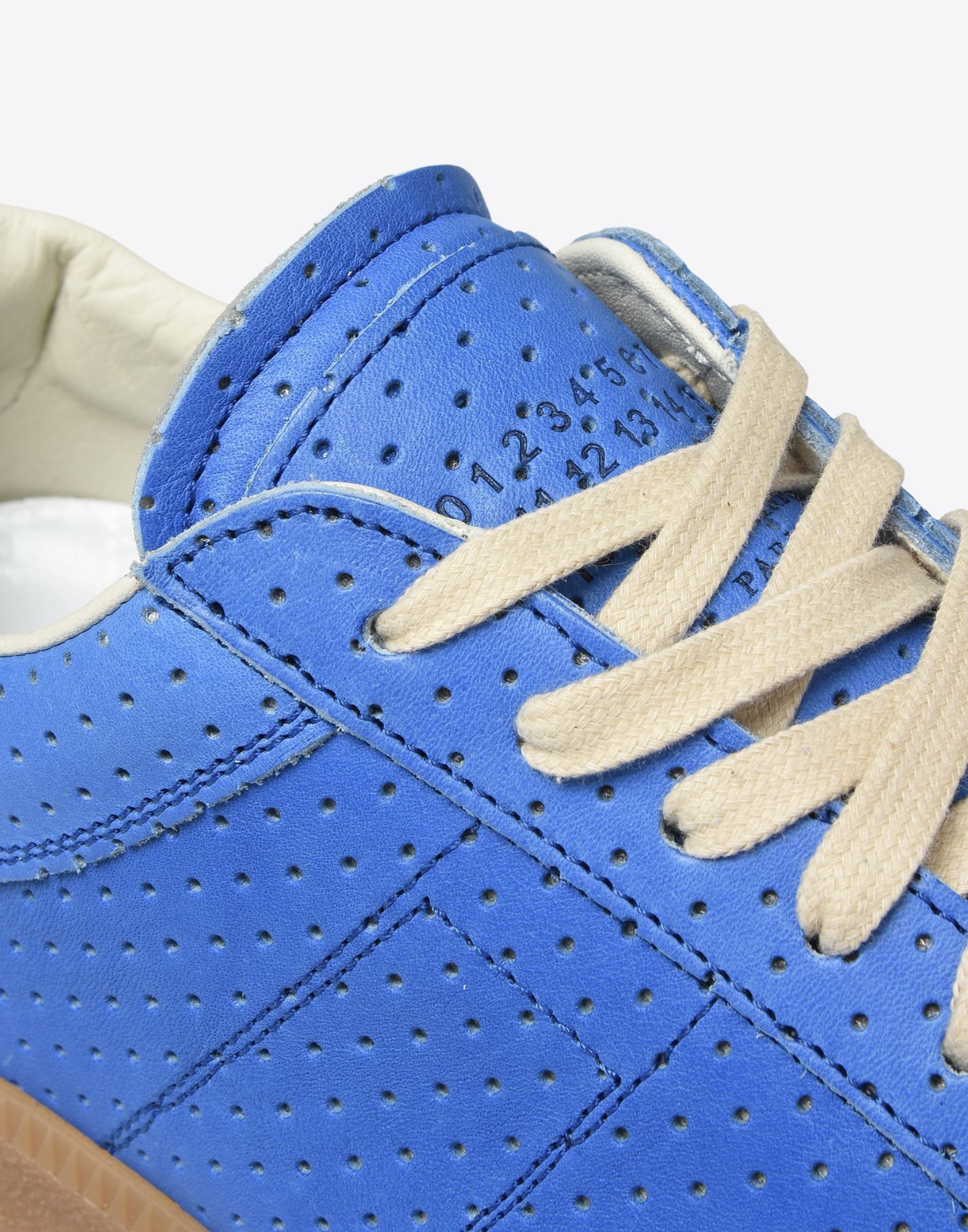 Maison Margiela Low Top Ace Sneakers Blue Perforated Leather Size US 9 / EU 42 - 4 Thumbnail