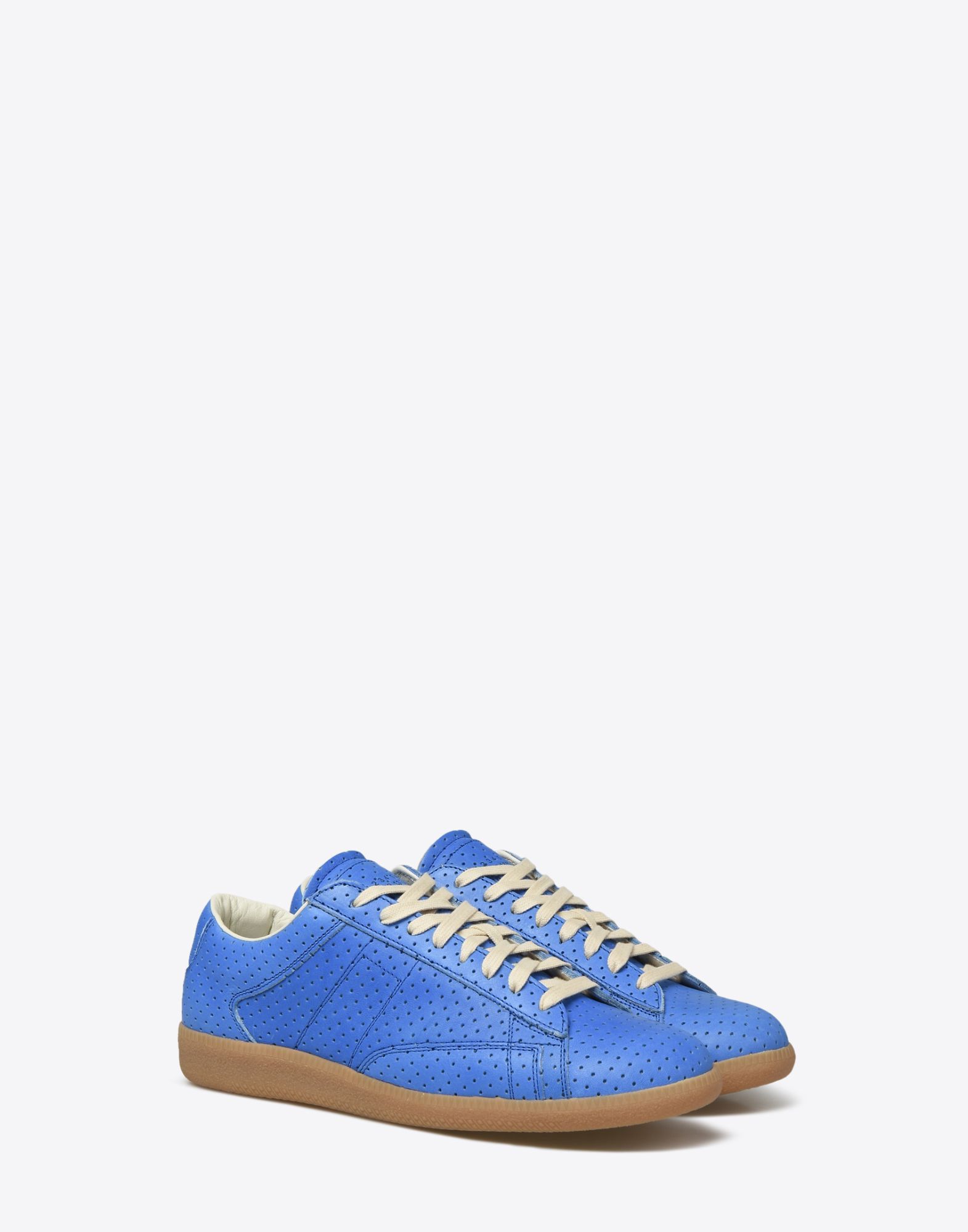 Maison Margiela Low Top Ace Sneakers Blue Perforated Leather Size US 9 / EU 42 - 2 Thumbnail