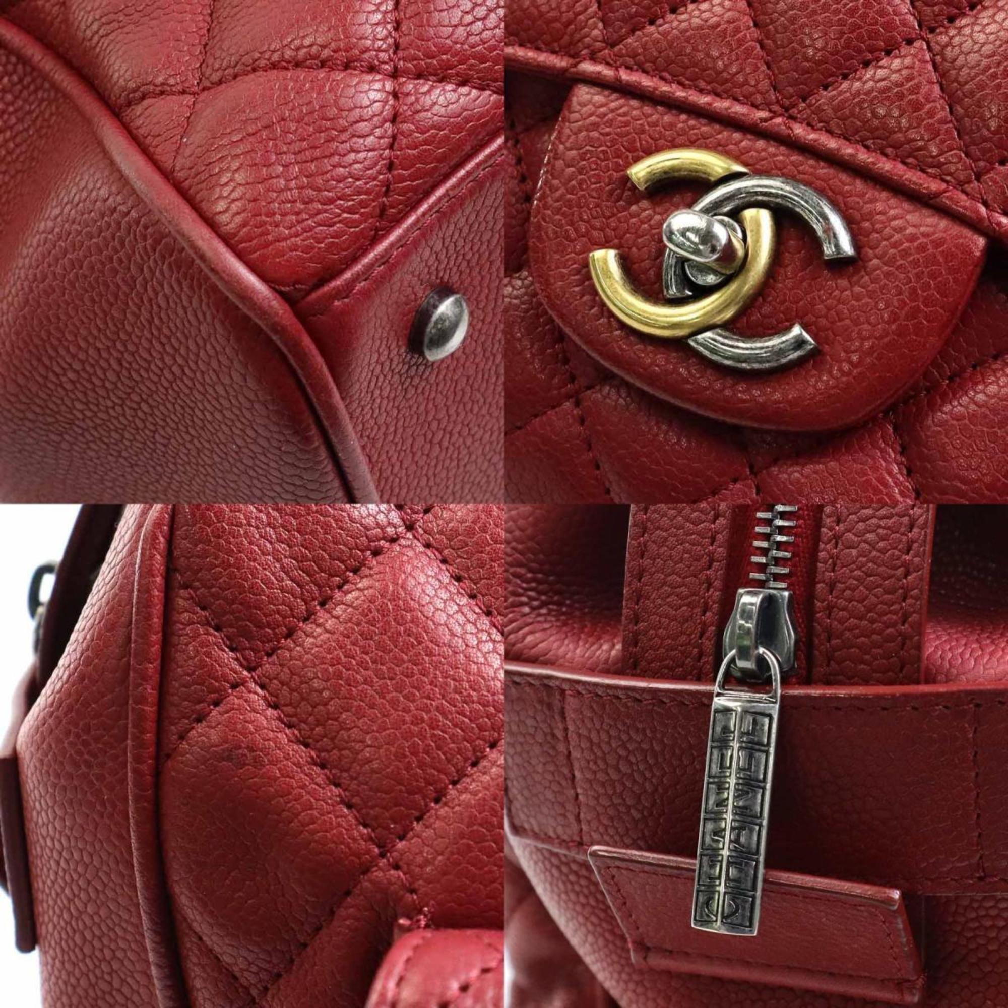 Chanel Chanel Women's Caviar Leather Handbag,Shoulder Bag Burgundy Size ONE SIZE - 3 Thumbnail