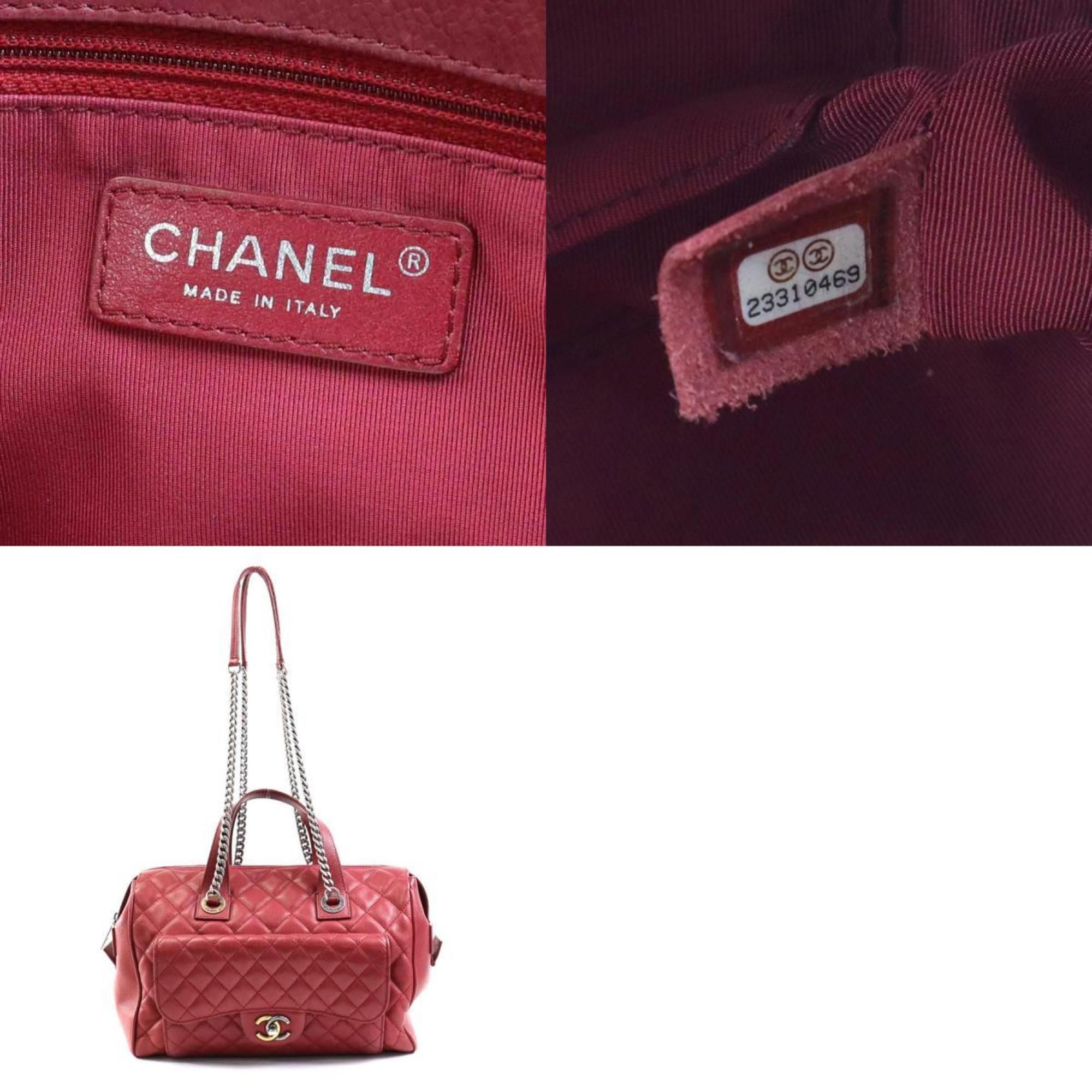 Chanel Chanel Women's Caviar Leather Handbag,Shoulder Bag Burgundy Size ONE SIZE - 5 Preview