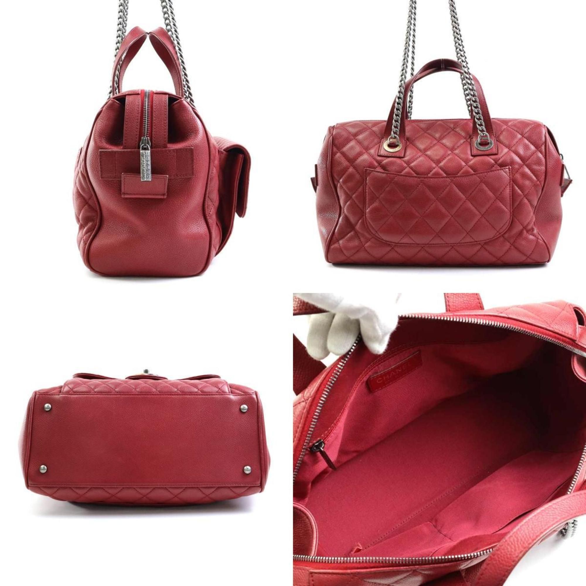 Chanel Chanel Women's Caviar Leather Handbag,Shoulder Bag Burgundy Size ONE SIZE - 2 Preview