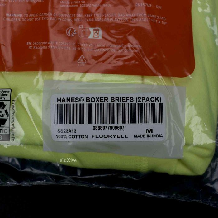 Supreme Supreme Fluorescent Yellow Neon Logo Boxer Briefs 2-Pack